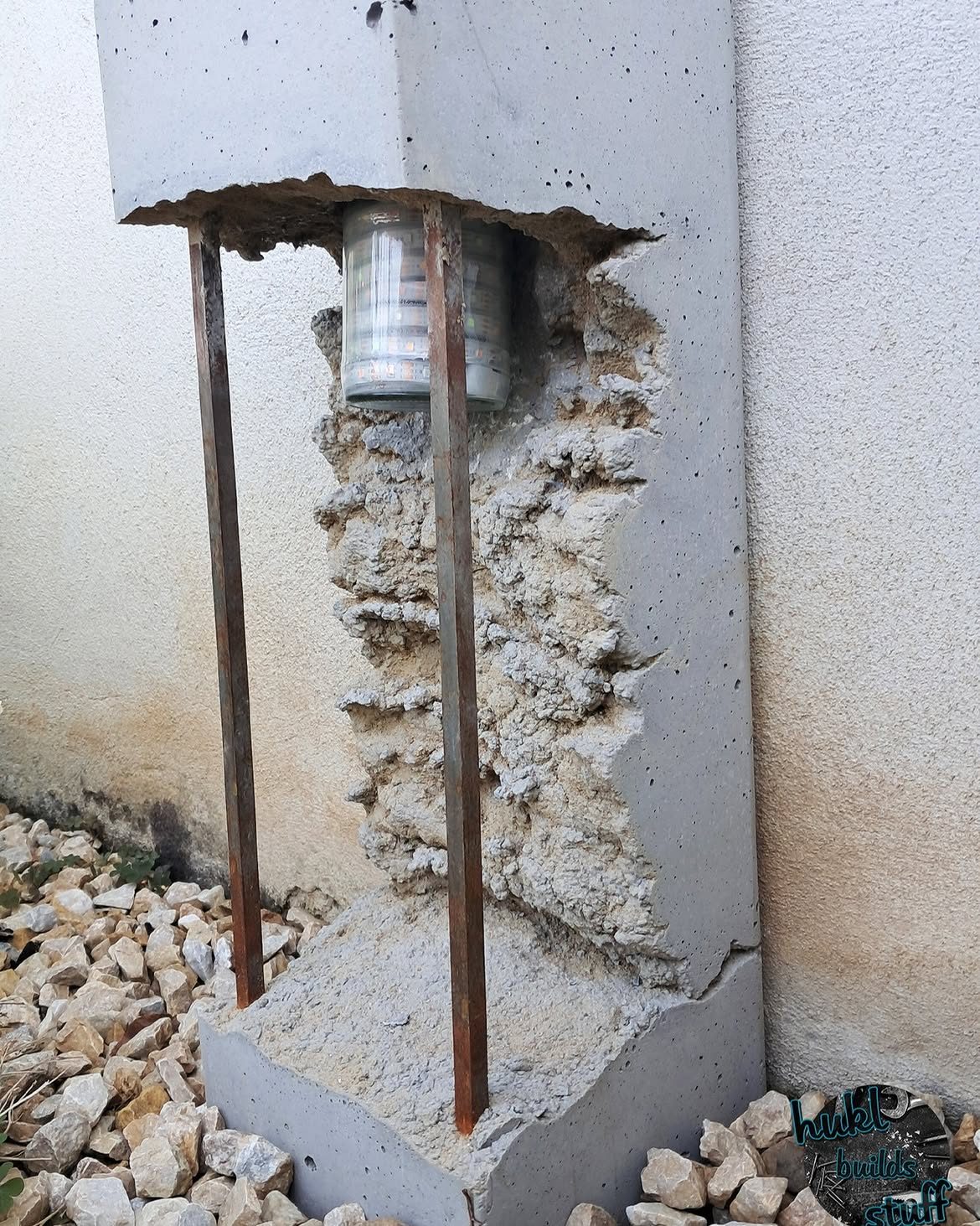 solar garden light made of concrete