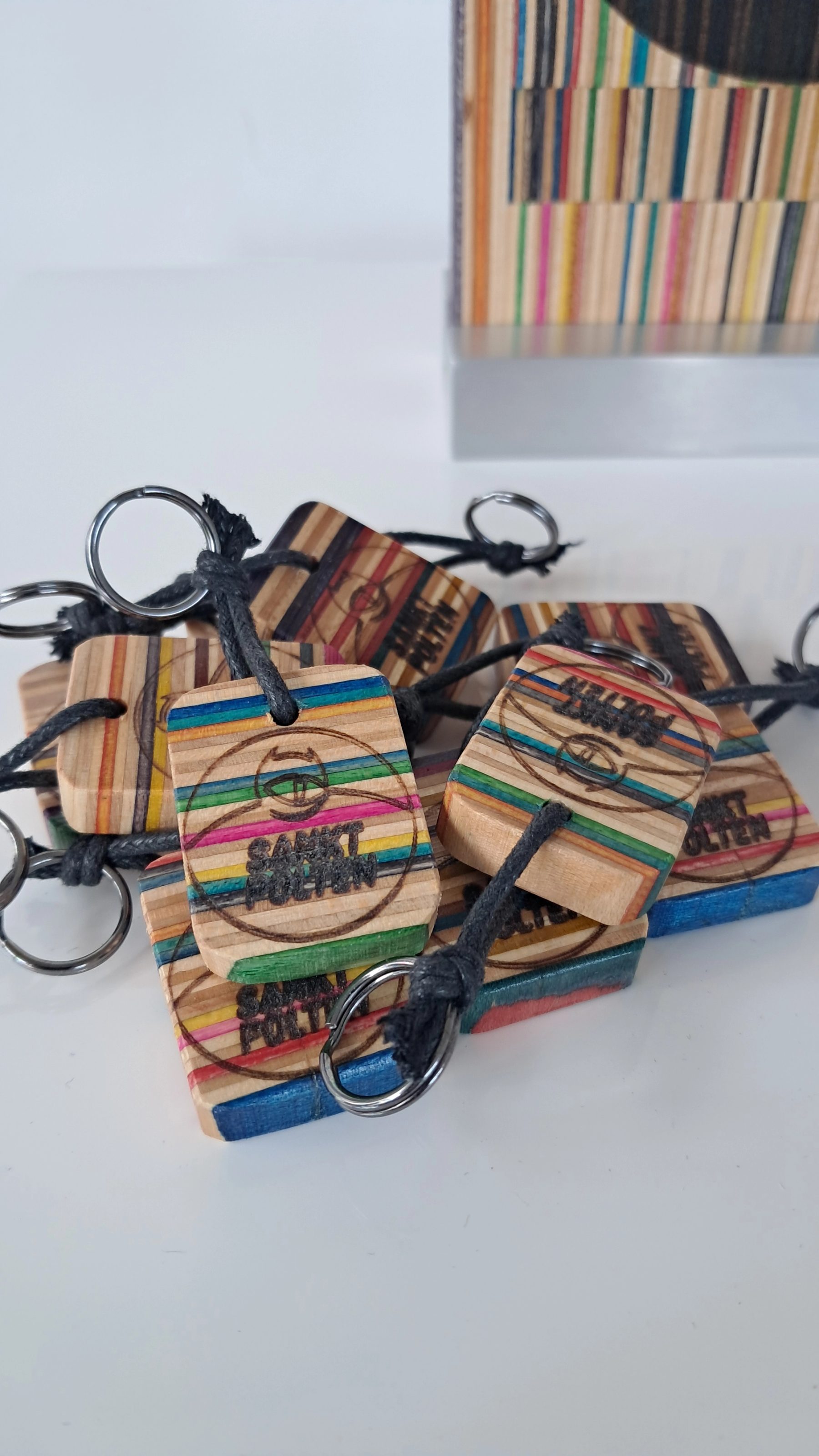 Logo keychains made for the shop’s giveaways