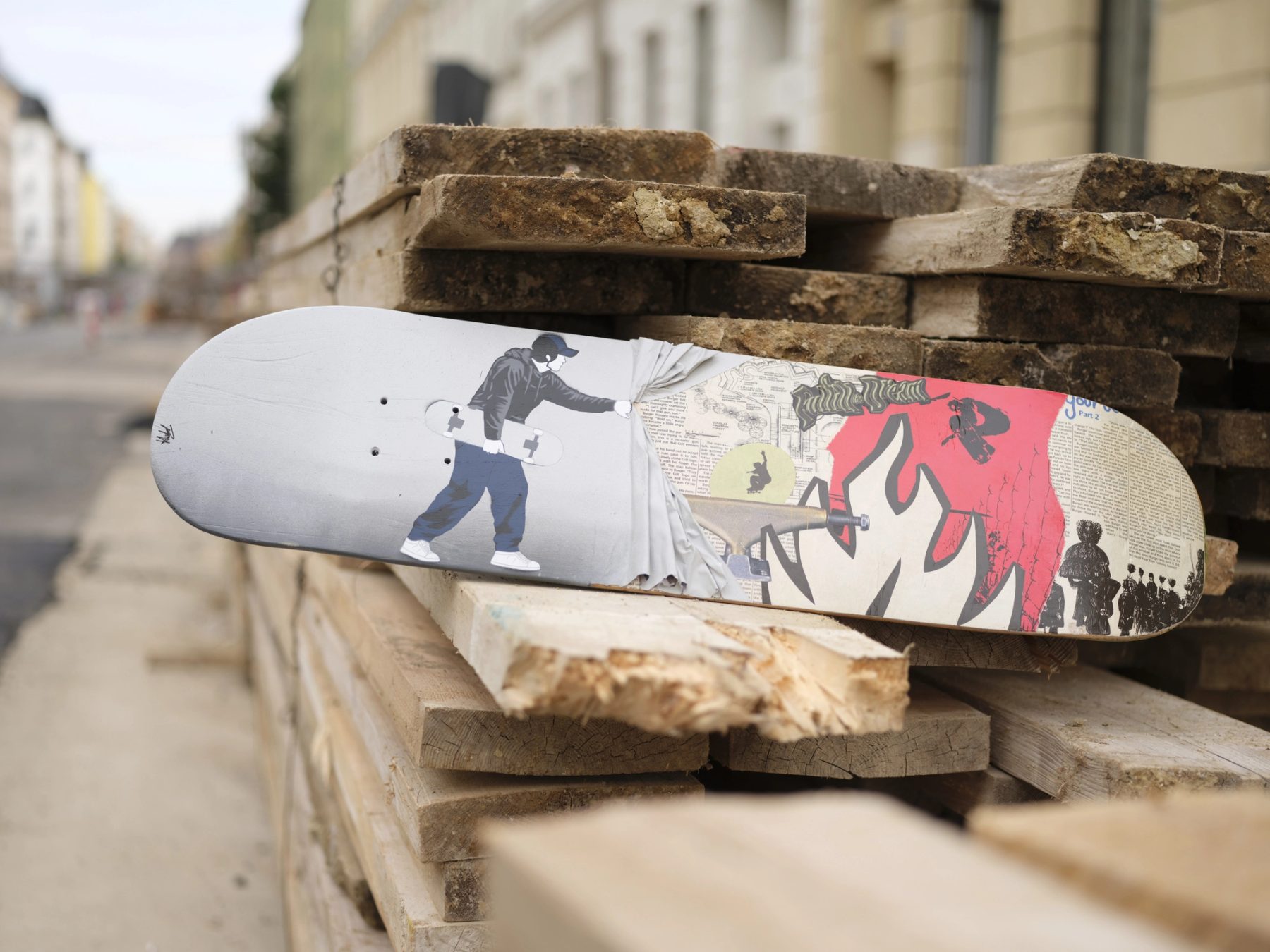 Behind the Curtain — Skateboard Collage