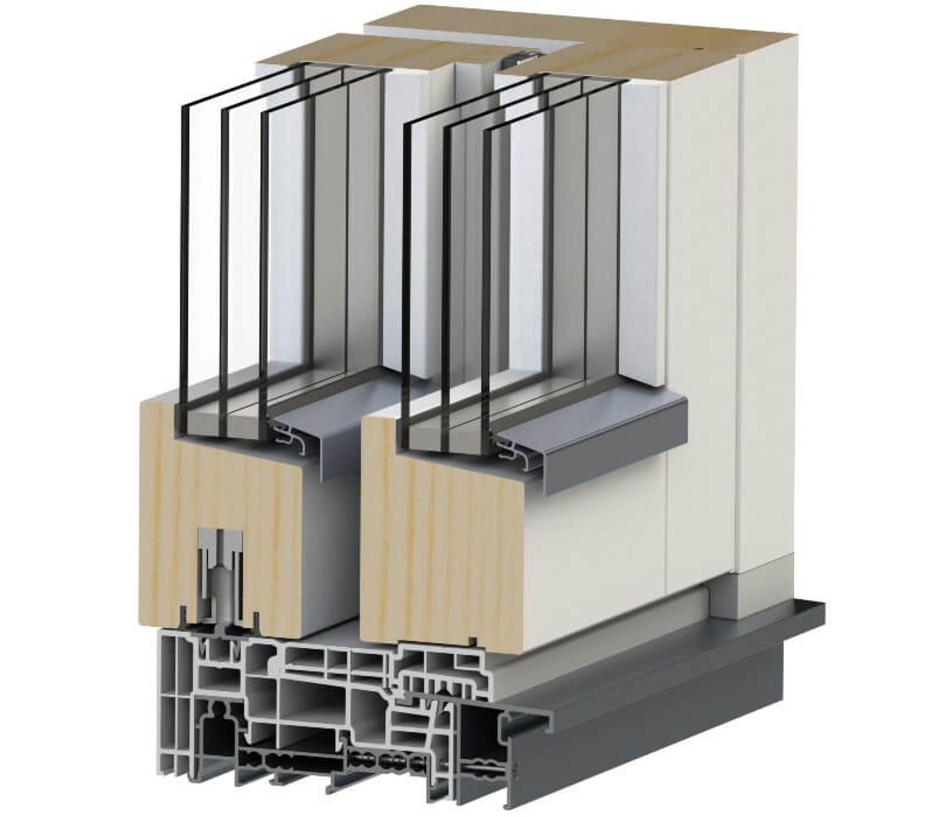 Profilgenomskärning på Menta Trä Delux skjutdörr BIld som visar genomskärning av trä skjutdörr