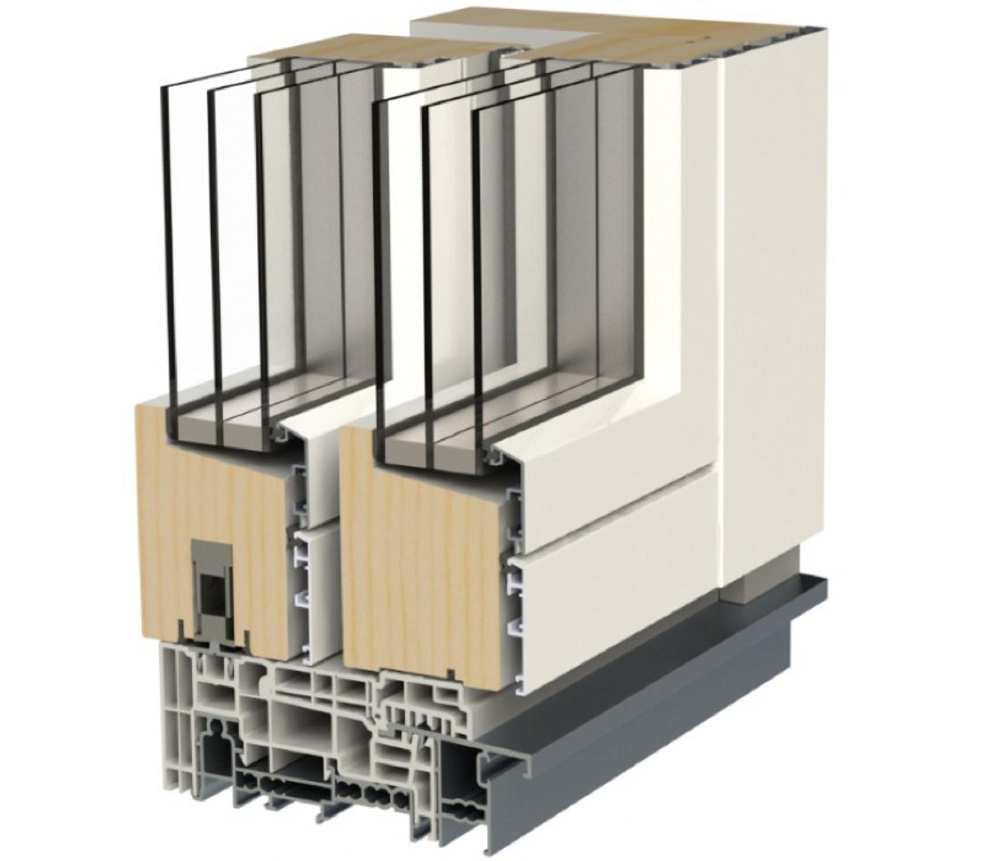 Genomskärning av Menta Aluminium Delux skjutdörr Bild på genomskärning av skjutdörrsparti i aluminium