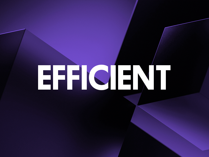 the word efficient is on a purple background