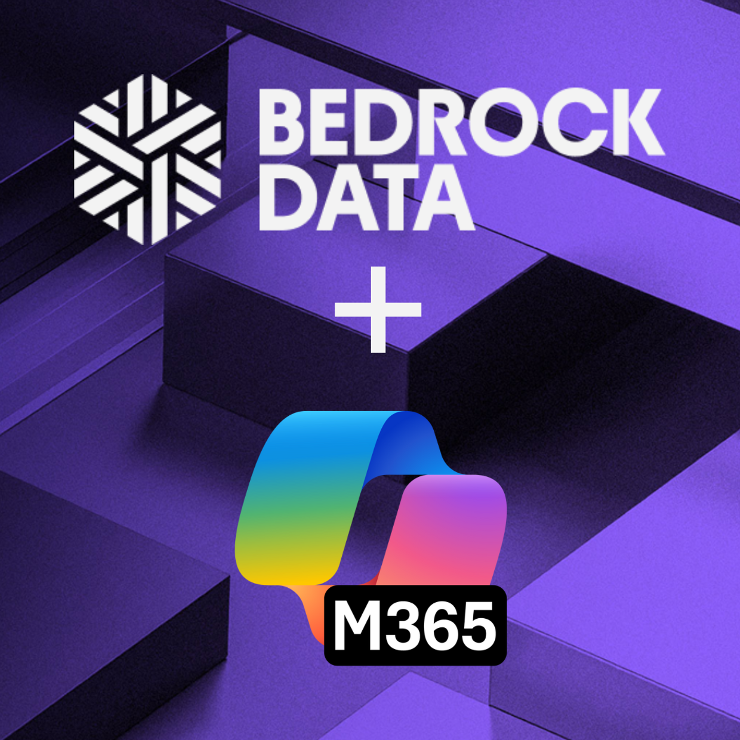 Bedrock Data logo with a white hexagonal symbol and text on a purple geometric background.