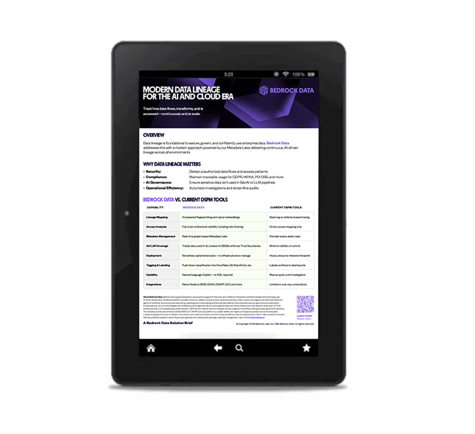 a tablet is open to a page that says modern data lineage for the ai and cloud era