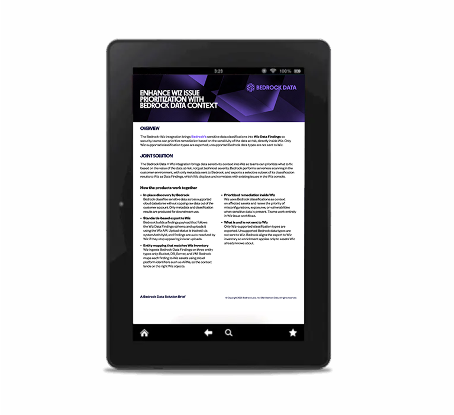 a tablet is open to a bedrock data document