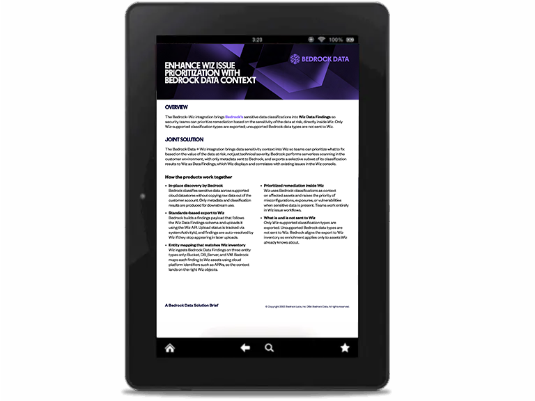 a tablet is open to a bedrock data document