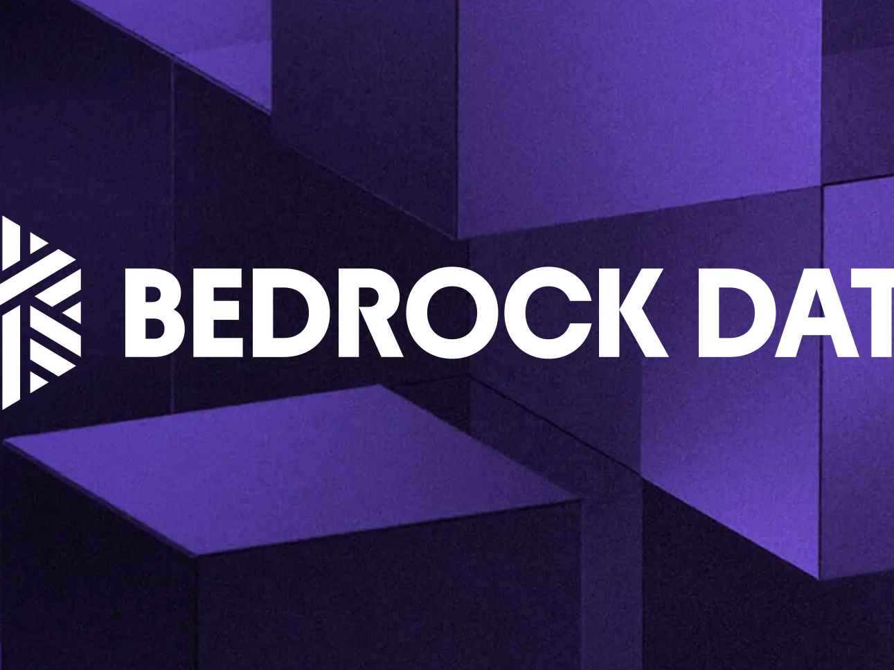 a bedrock data logo on a purple background