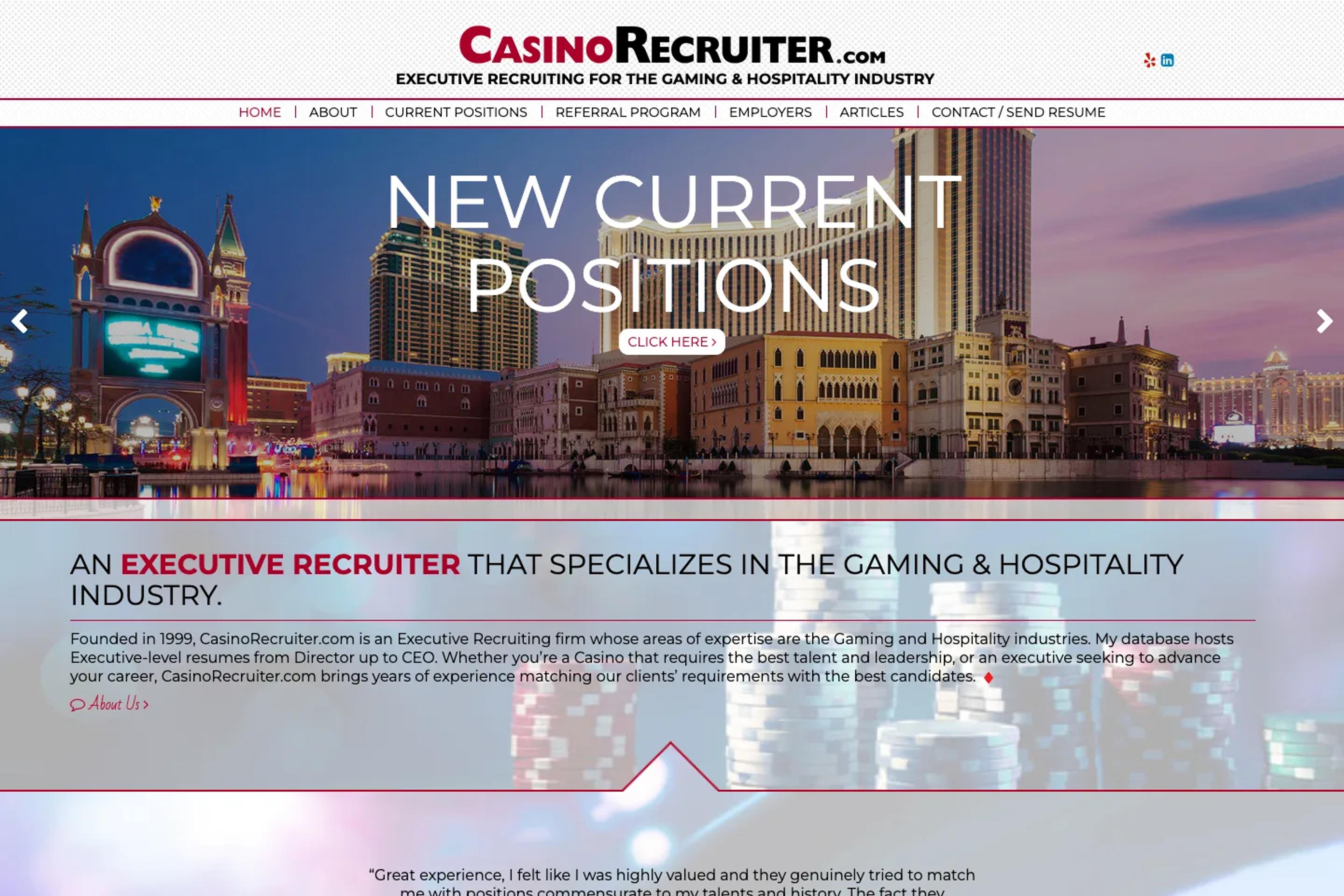 CasinoRecruiter.com website homepage