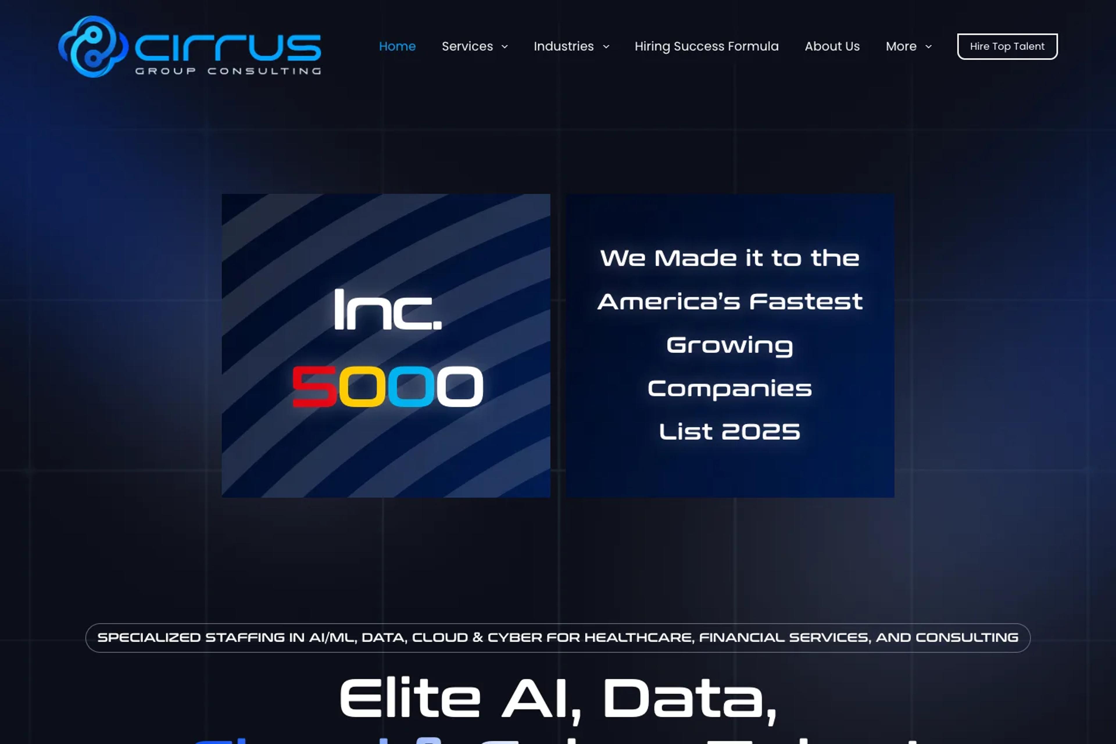 Cirrus Group Consulting website homepage
