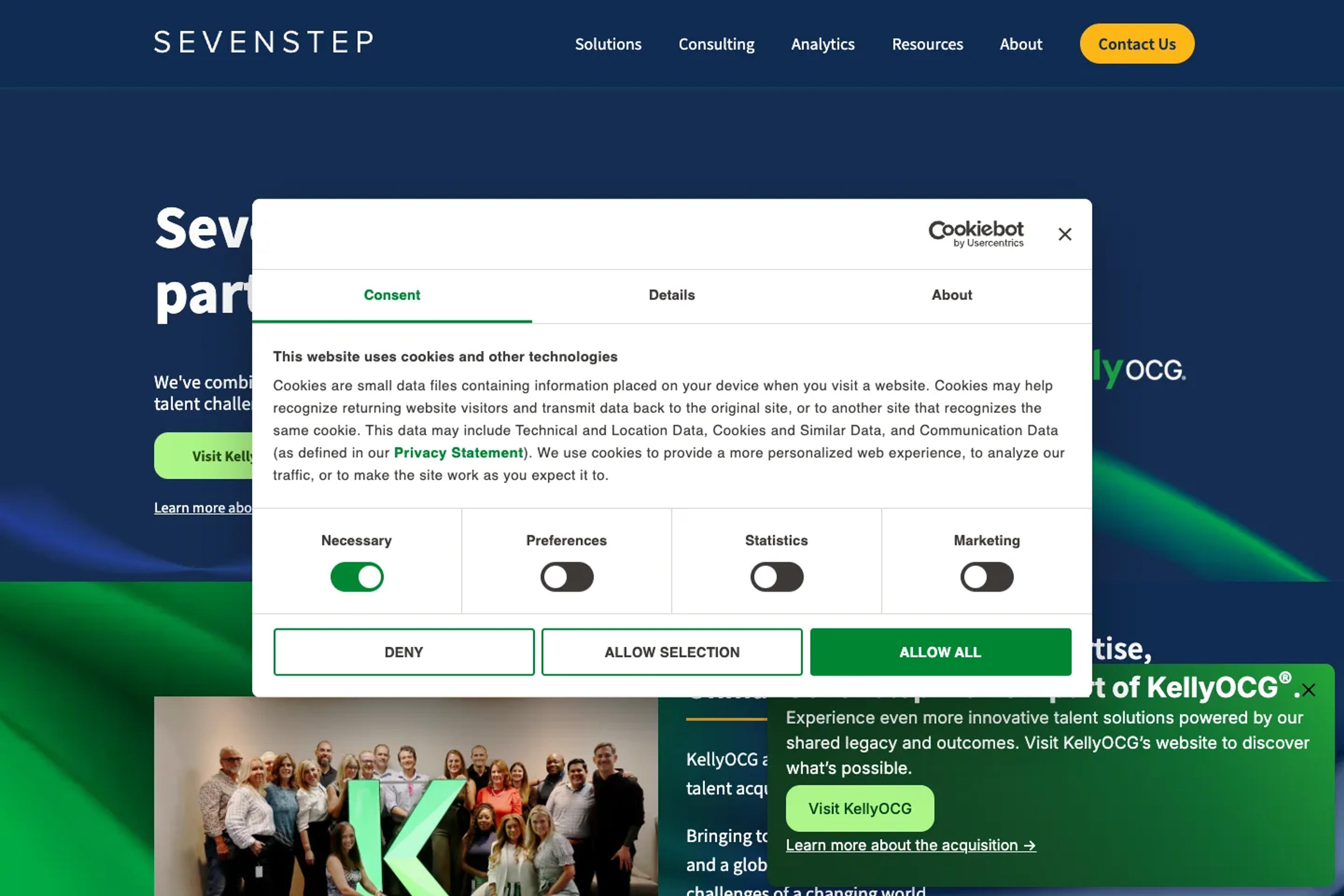 KellyOCG + Sevenstep website homepage