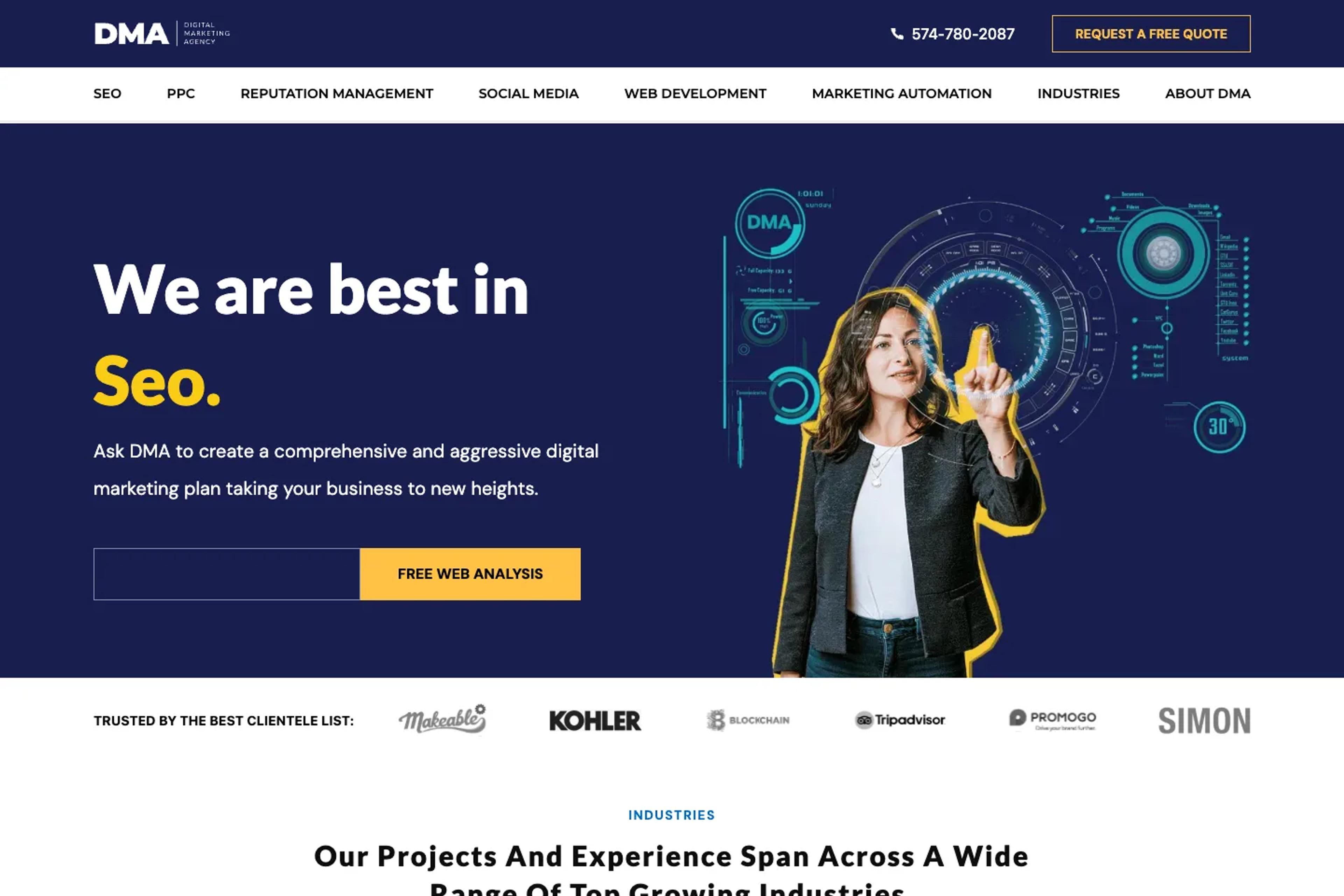 DMA (Digital Marketing Agency) website homepage
