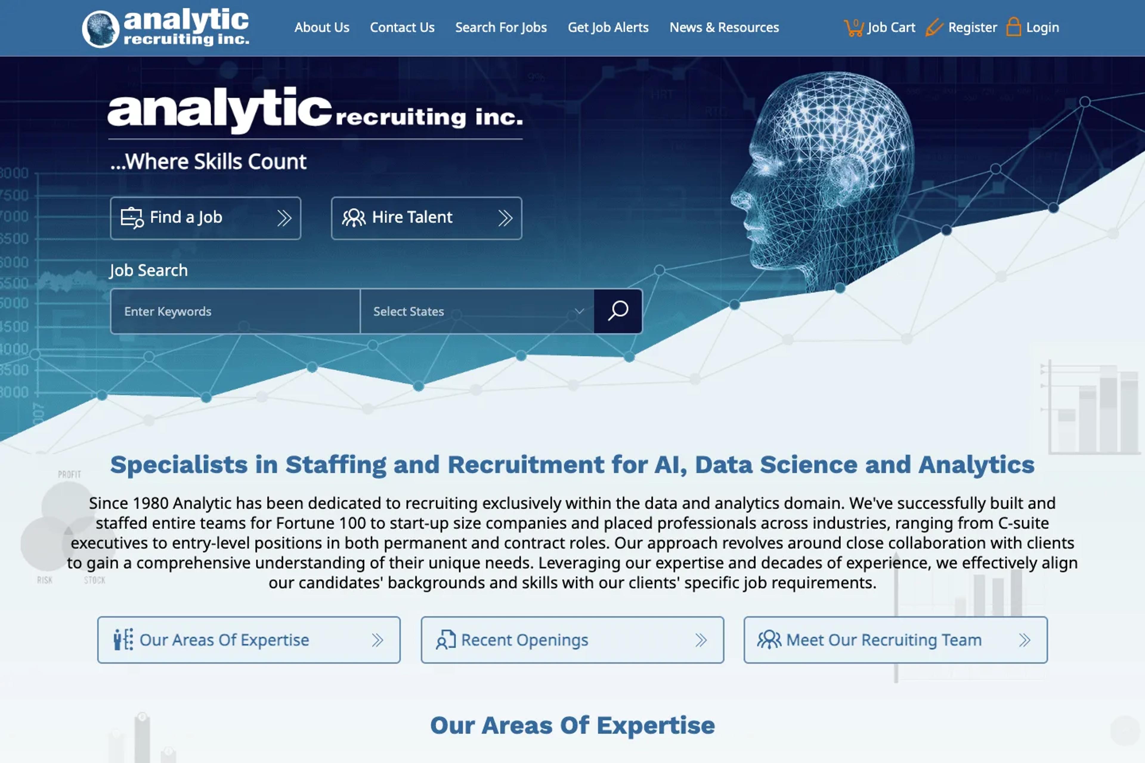 Analytic Recruiting website homepage