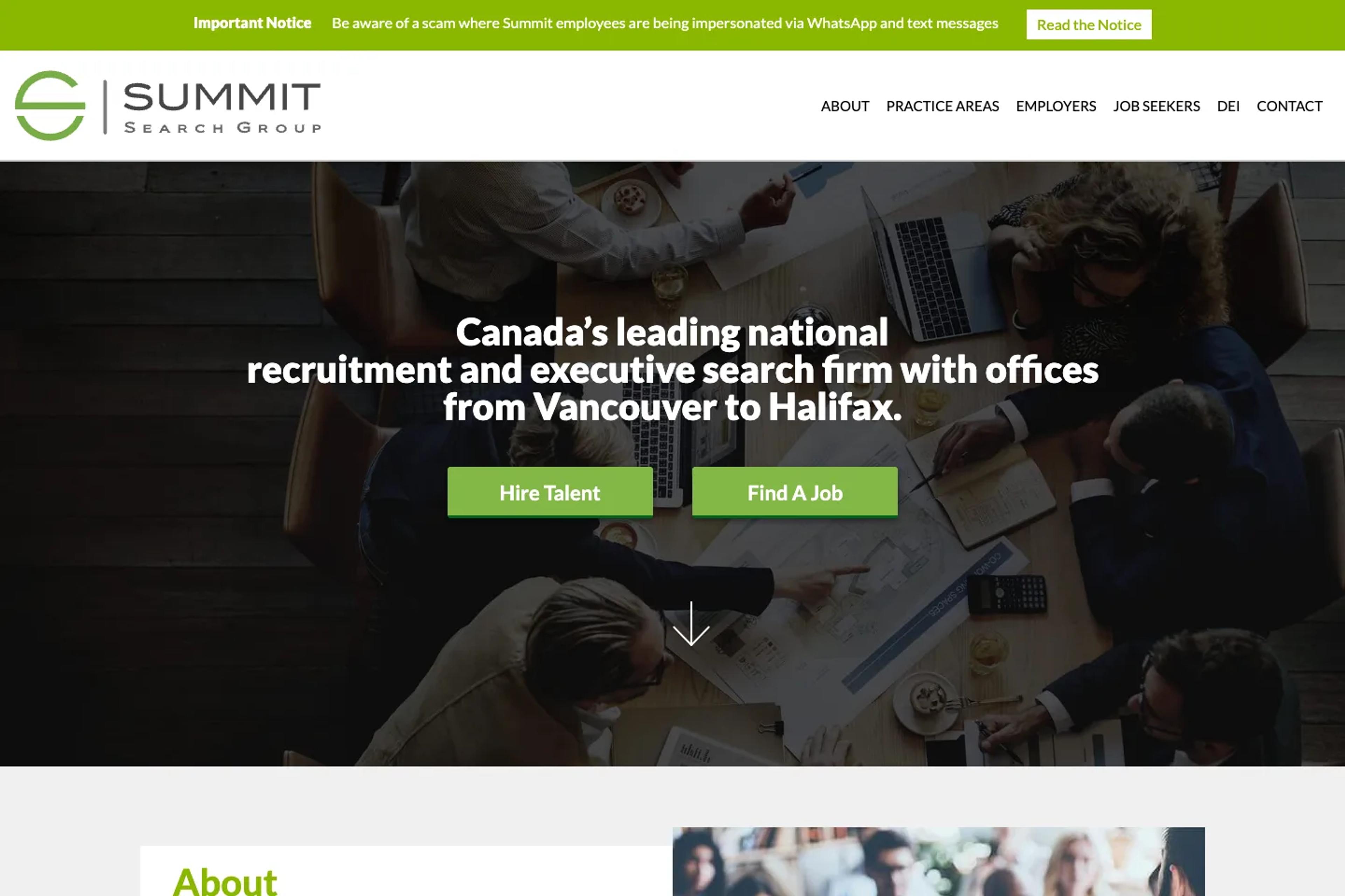 Summit Search Group website homepage
