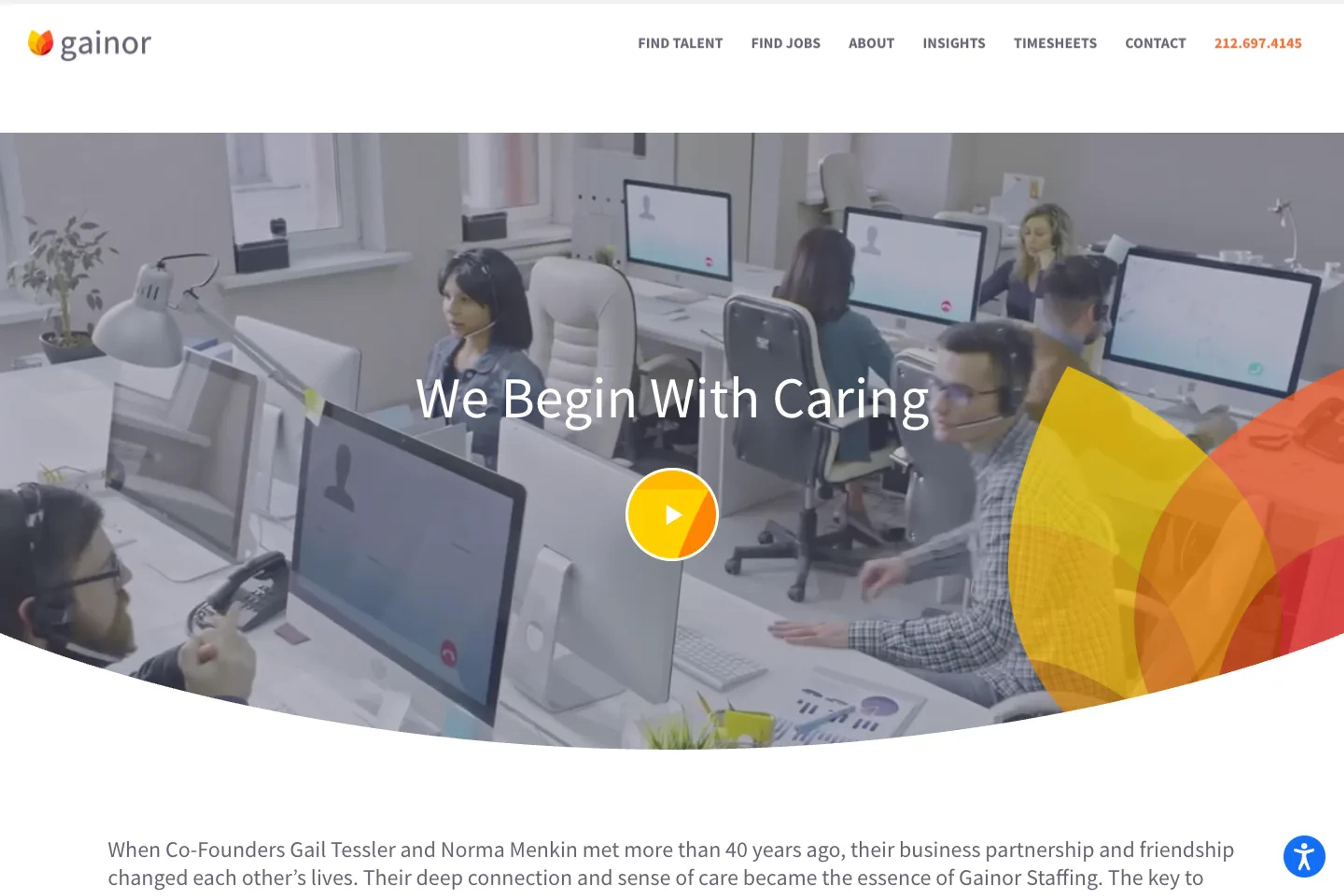 Gainor website homepage