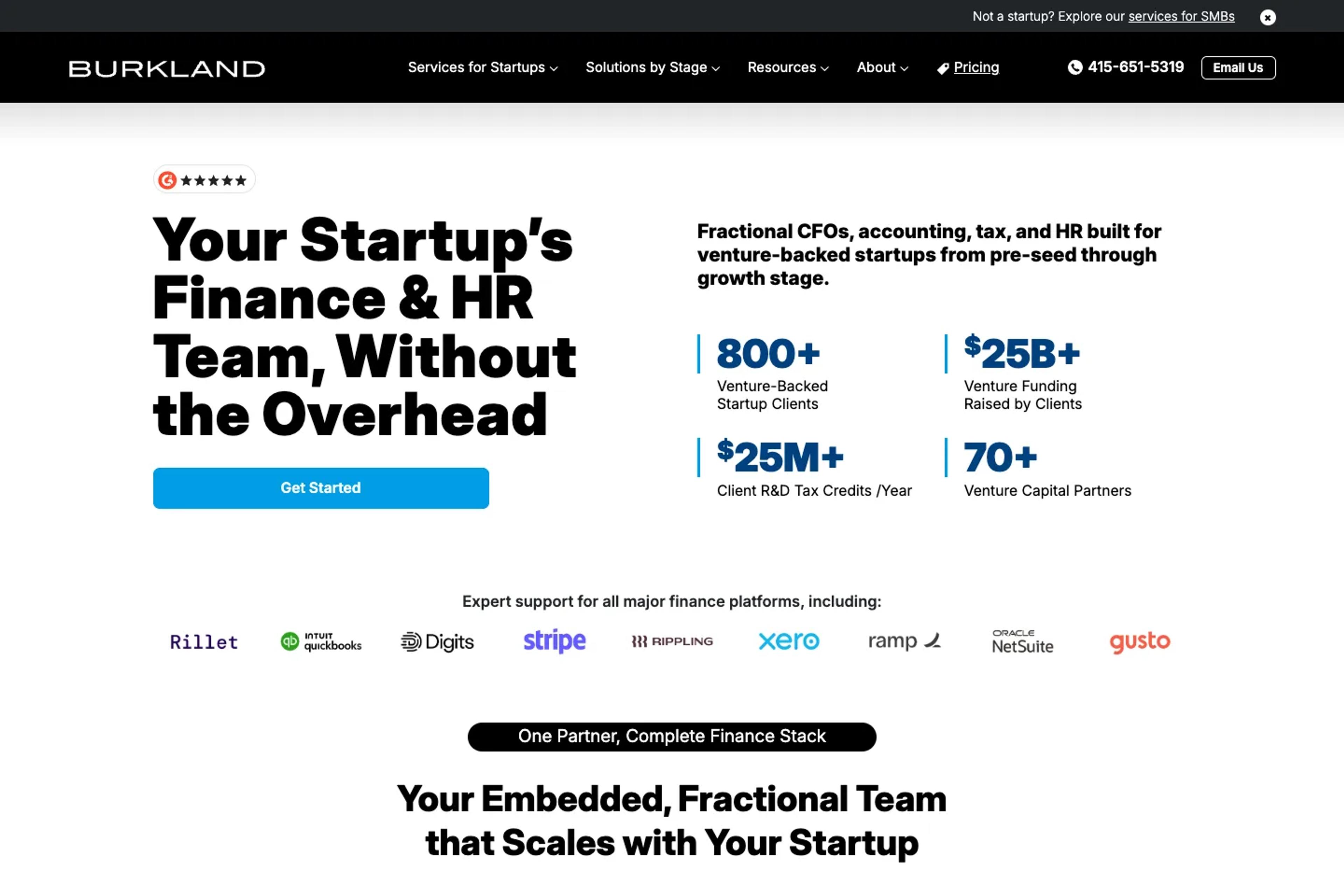 Burkland website homepage
