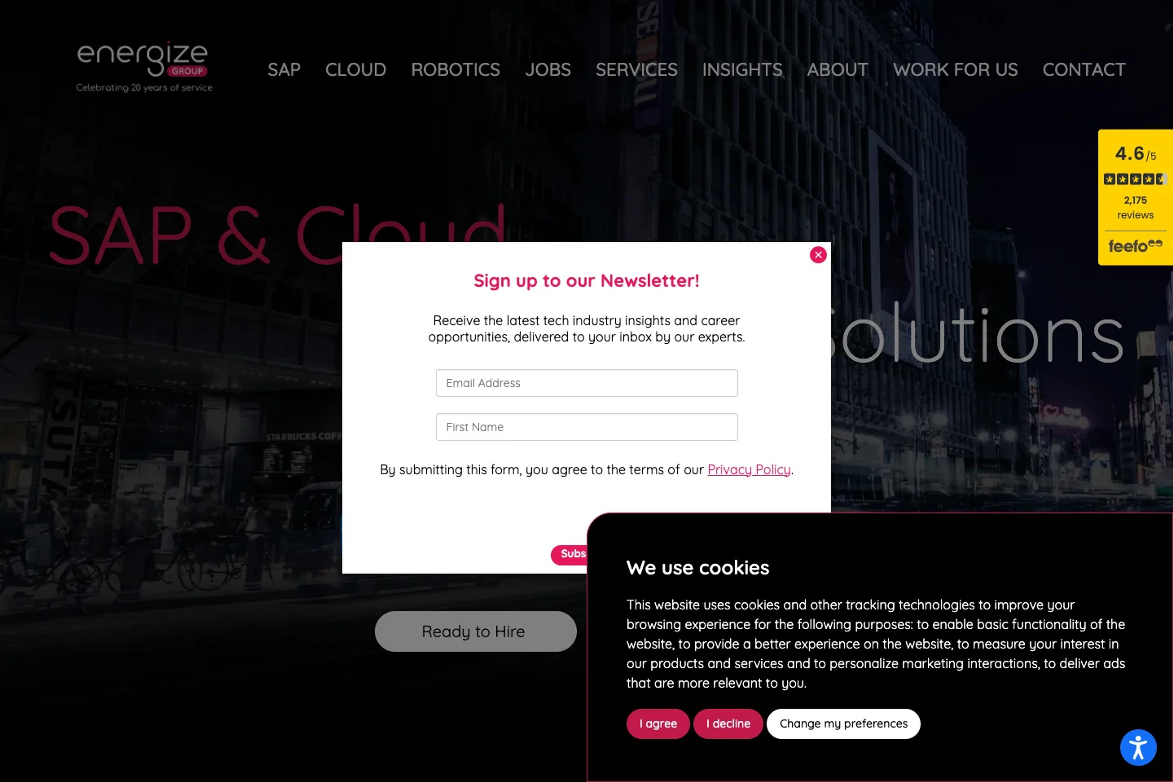 Energize Cloud website homepage