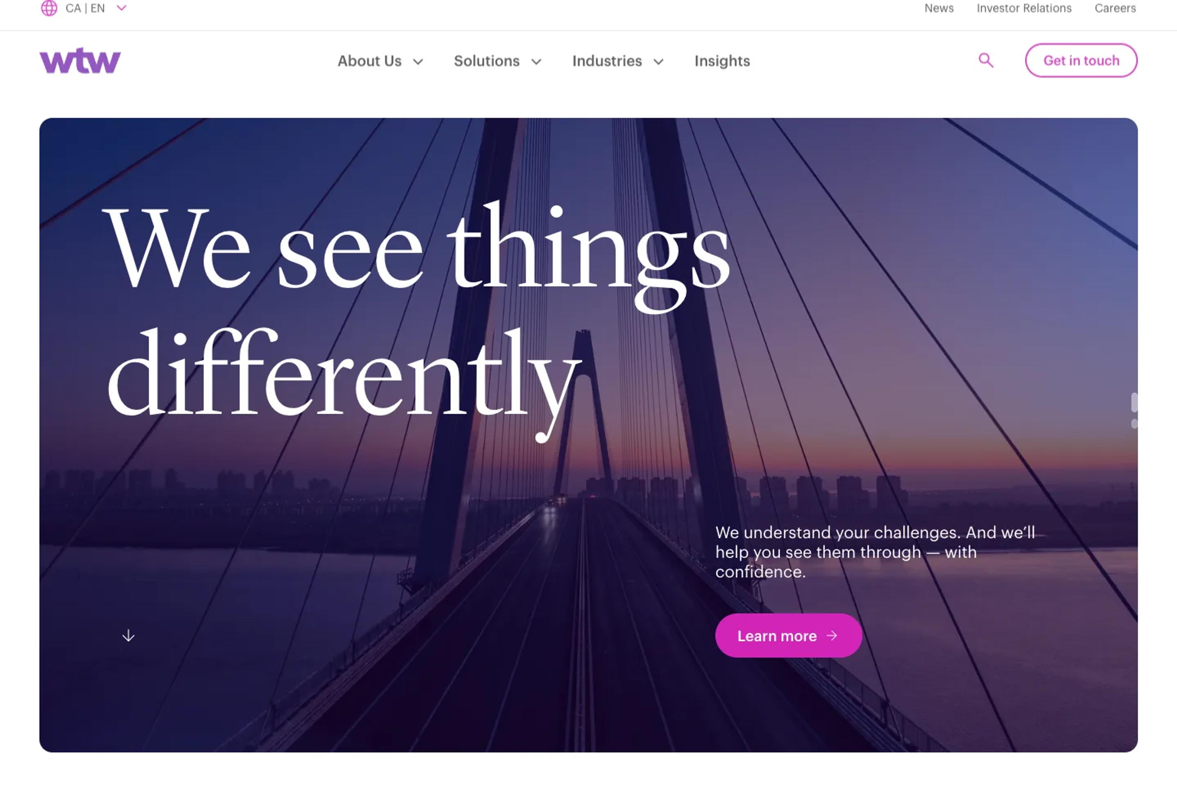 WTW website homepage