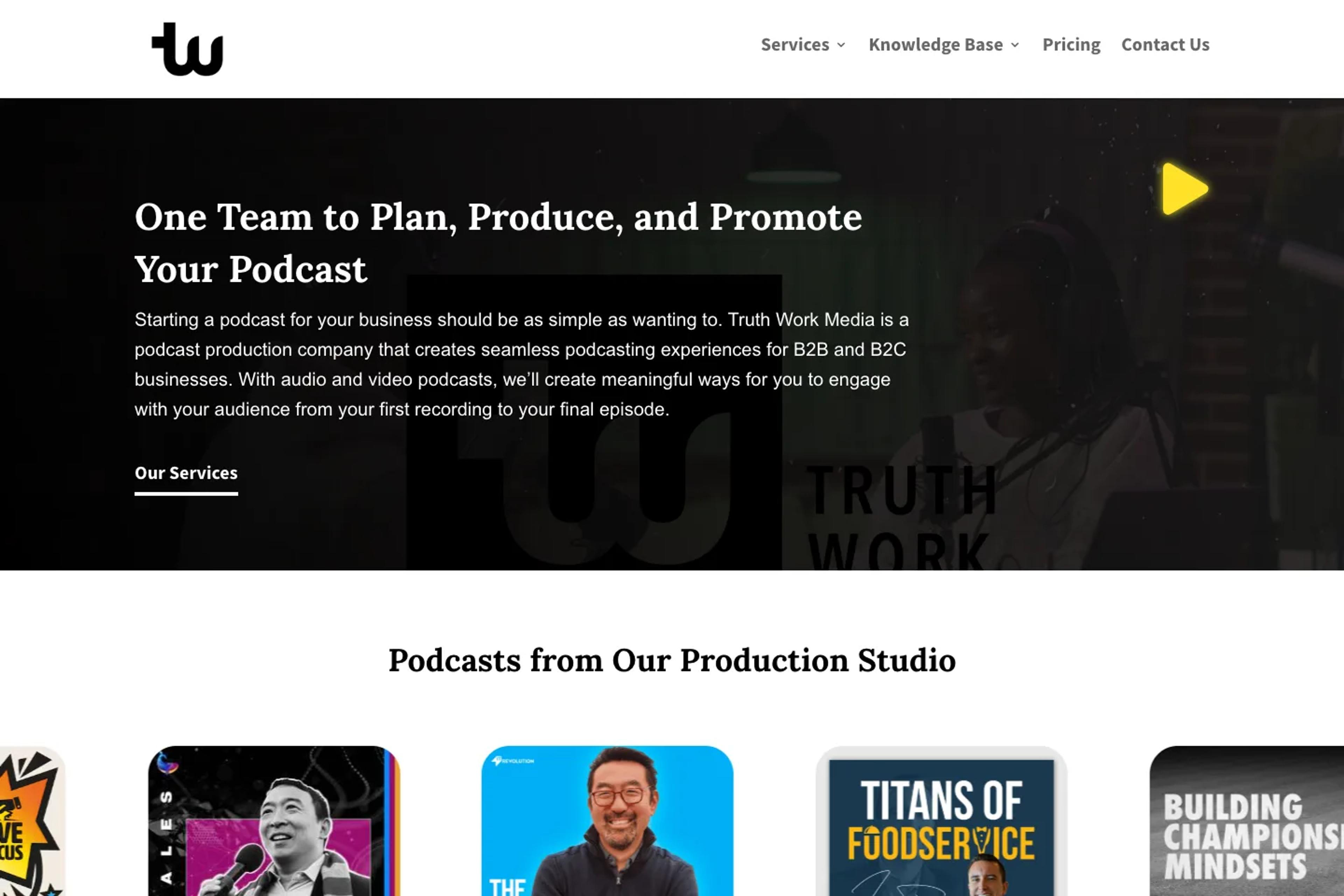 Truth Work Media website homepage