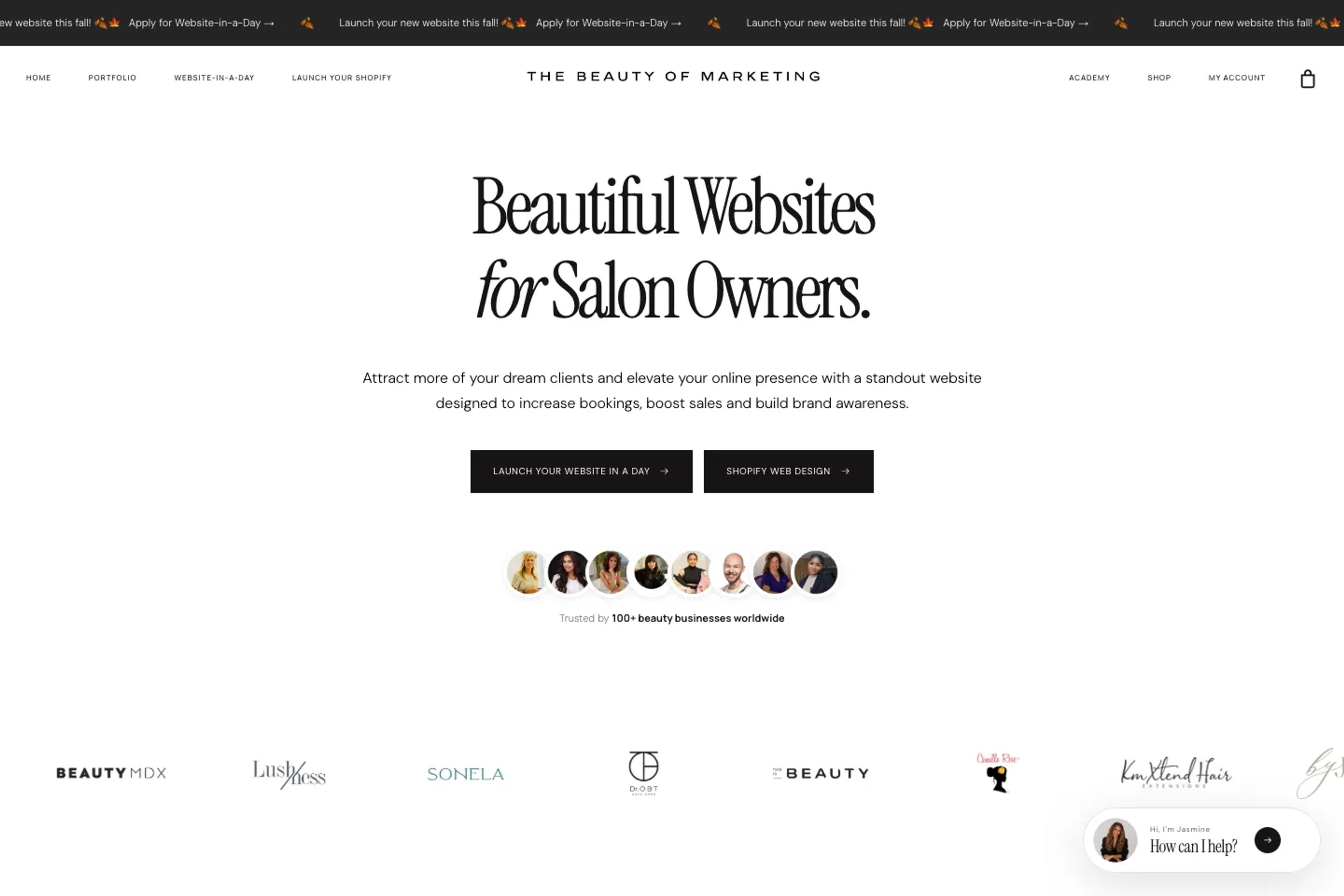 The Beauty of Marketing website homepage
