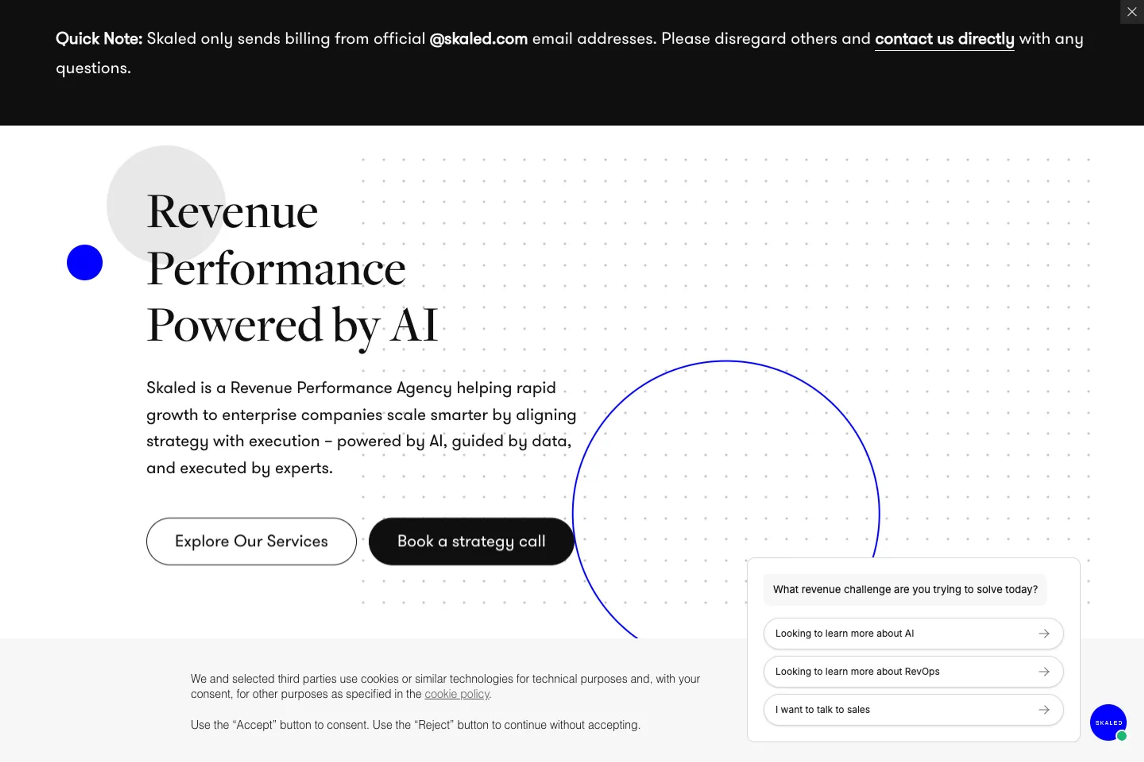 Skaled website homepage