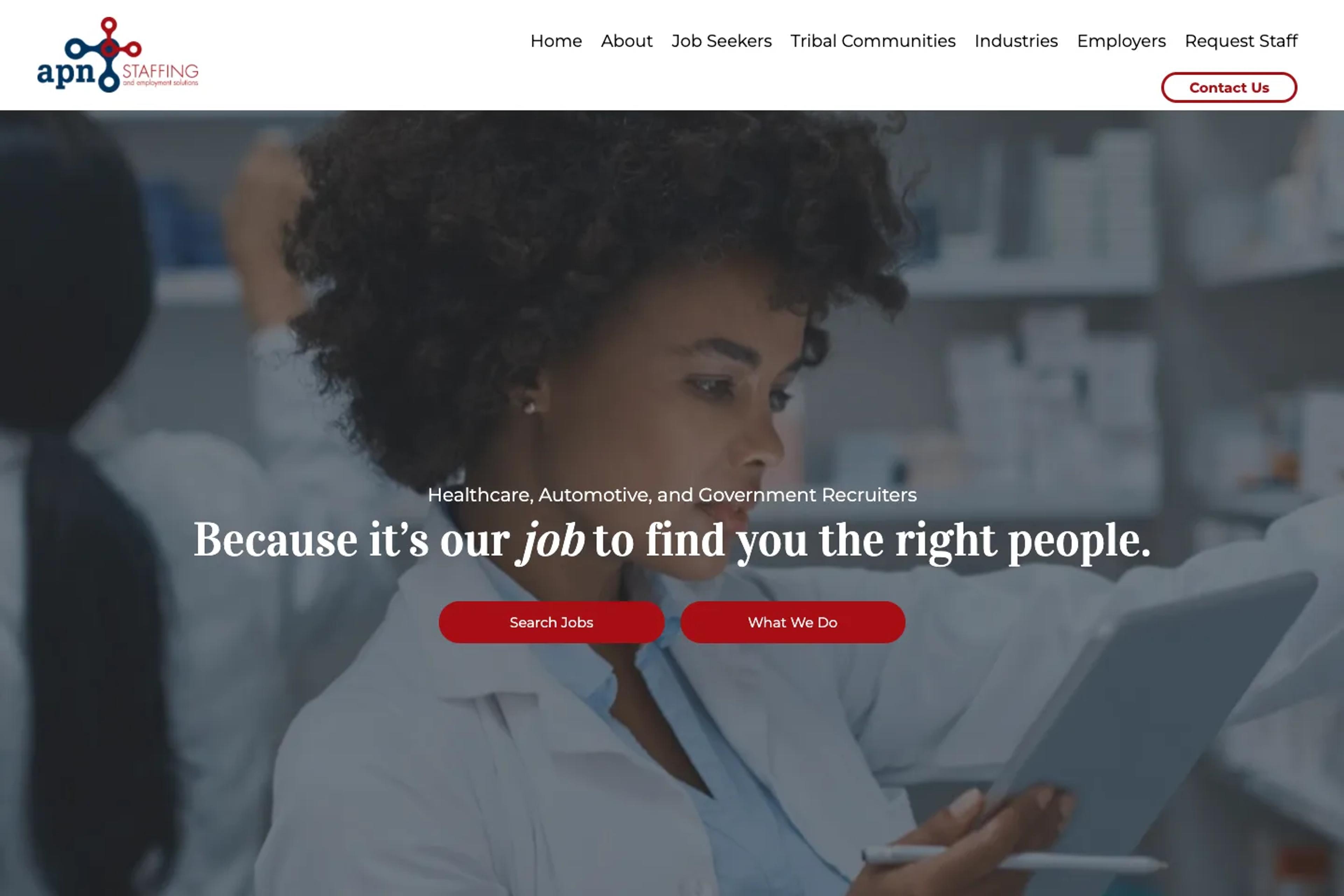 APN Staffing and Employment Solutions website homepage