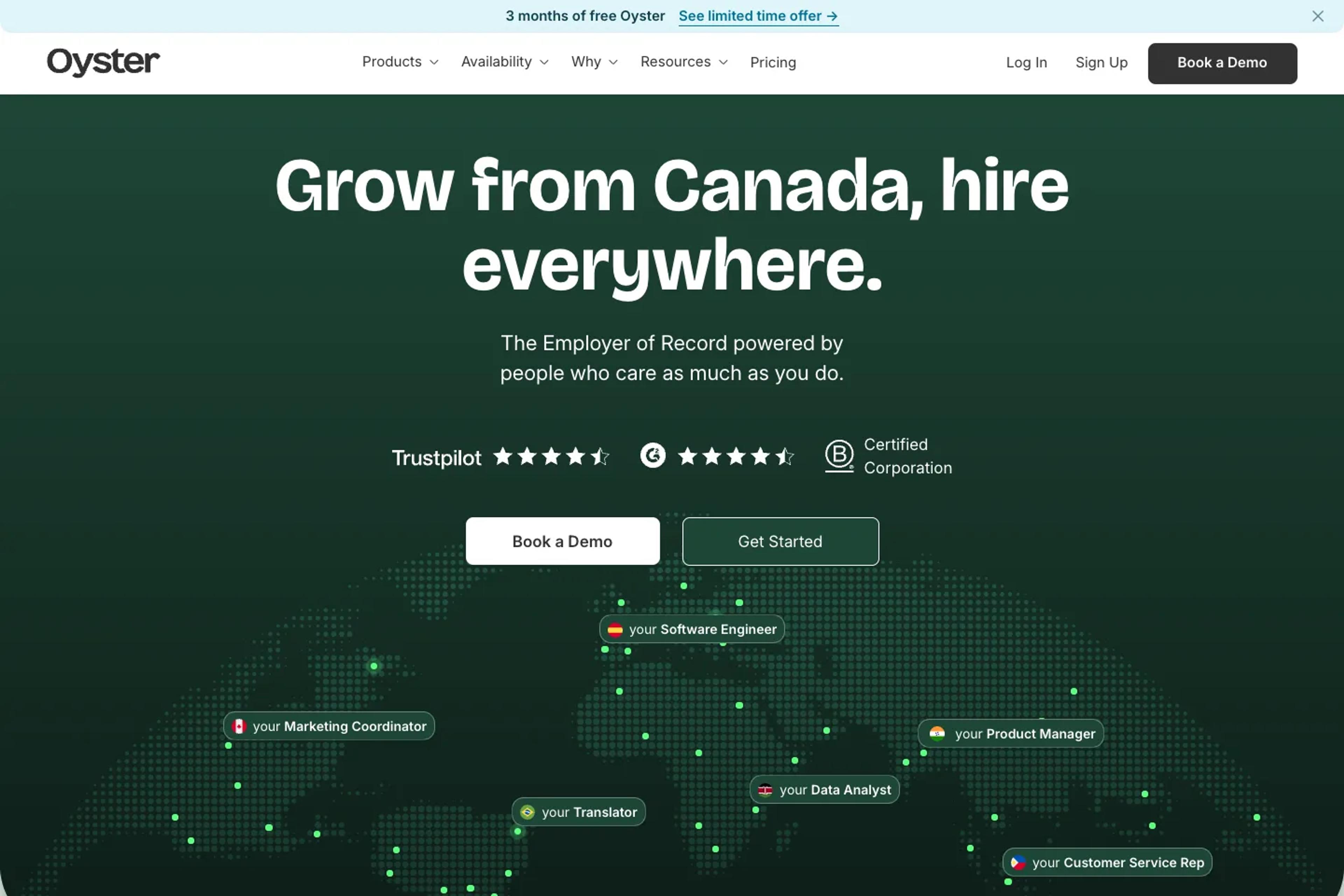 Oyster website homepage