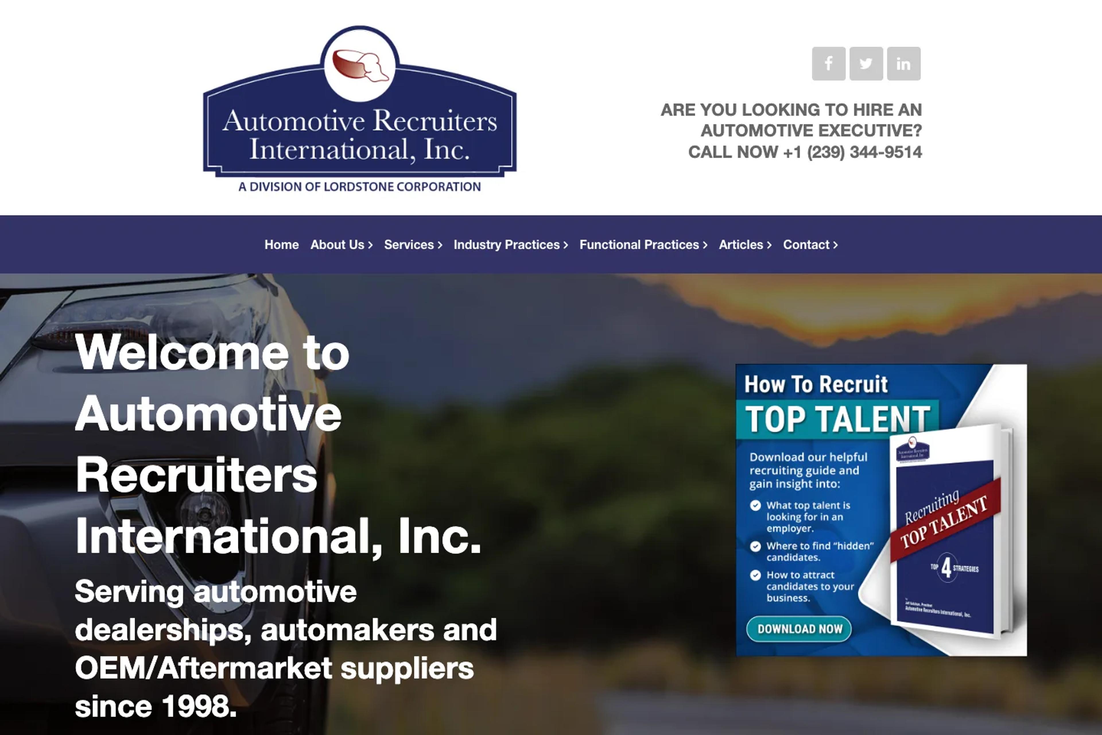 Automotive Recruiters International website homepage