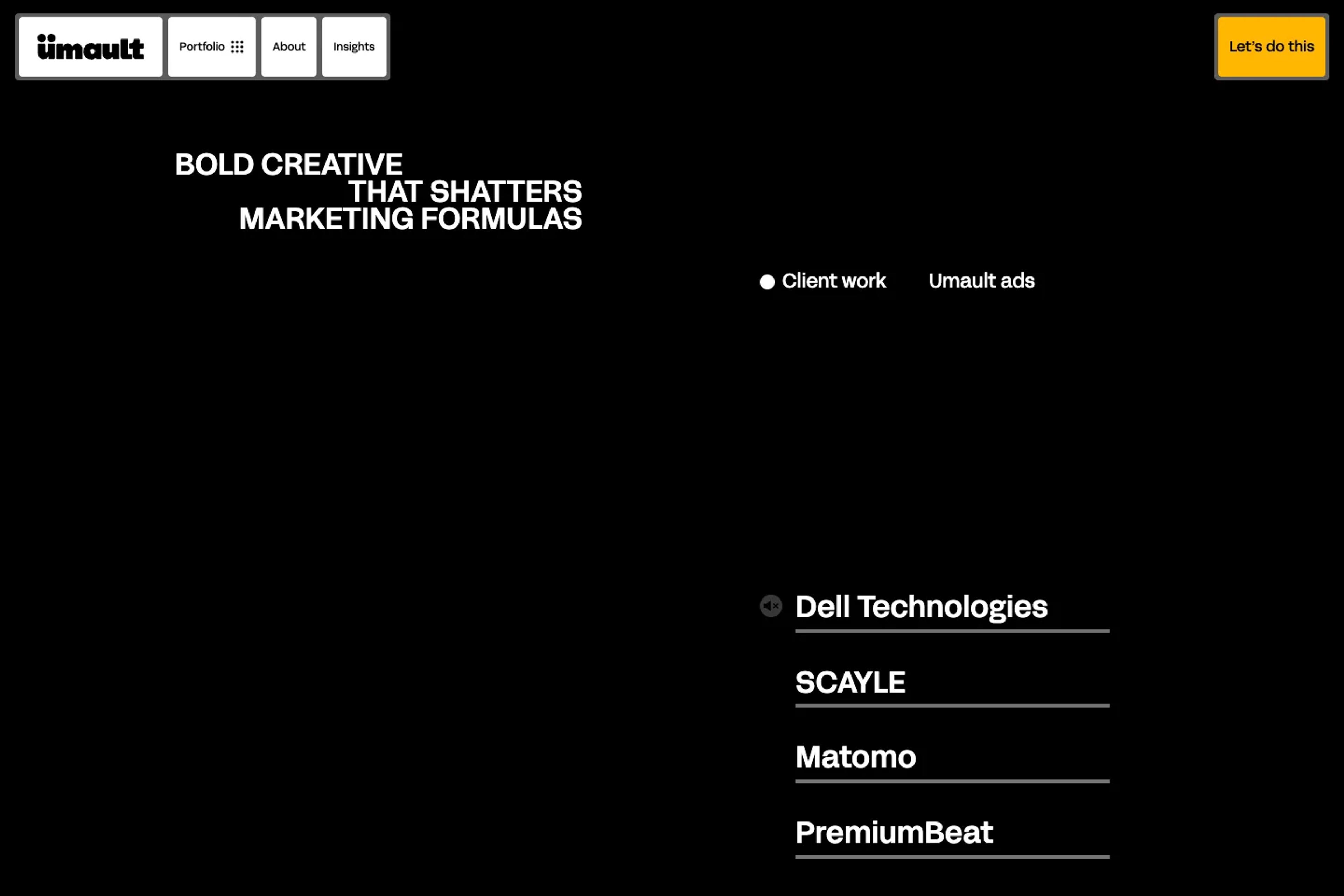 Umault website homepage