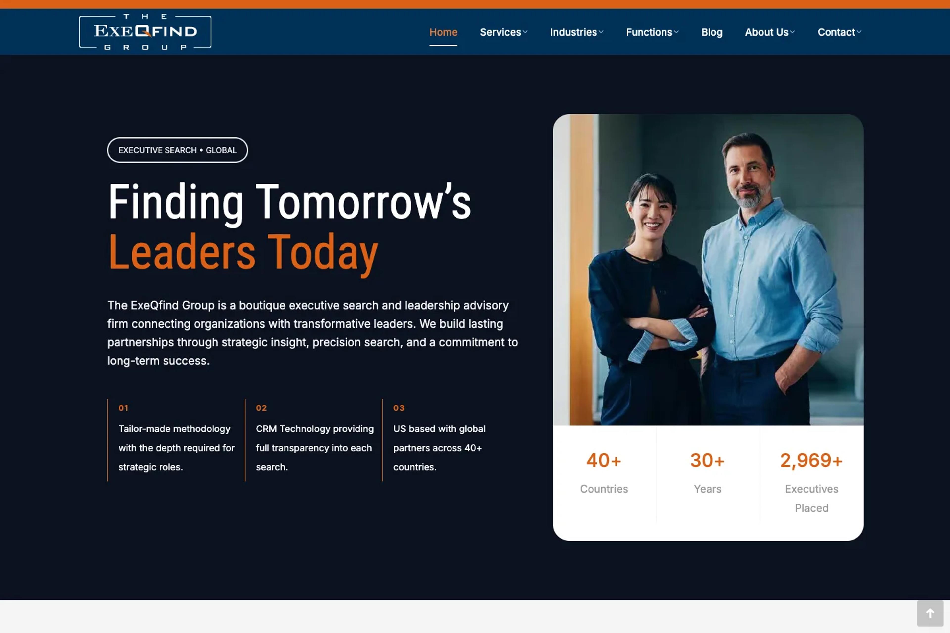 The ExeQfind Group website homepage