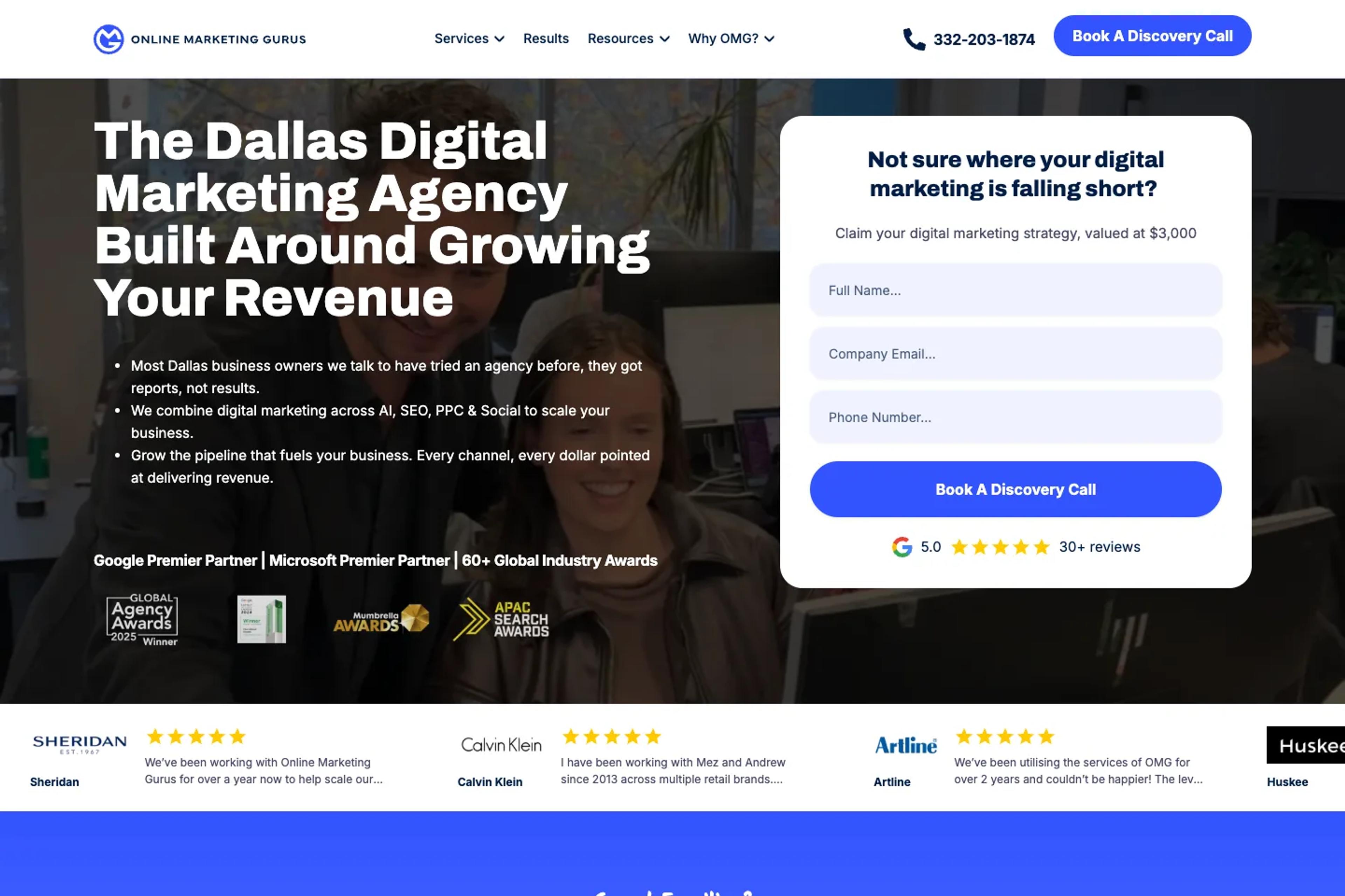 Online Marketing Gurus website homepage