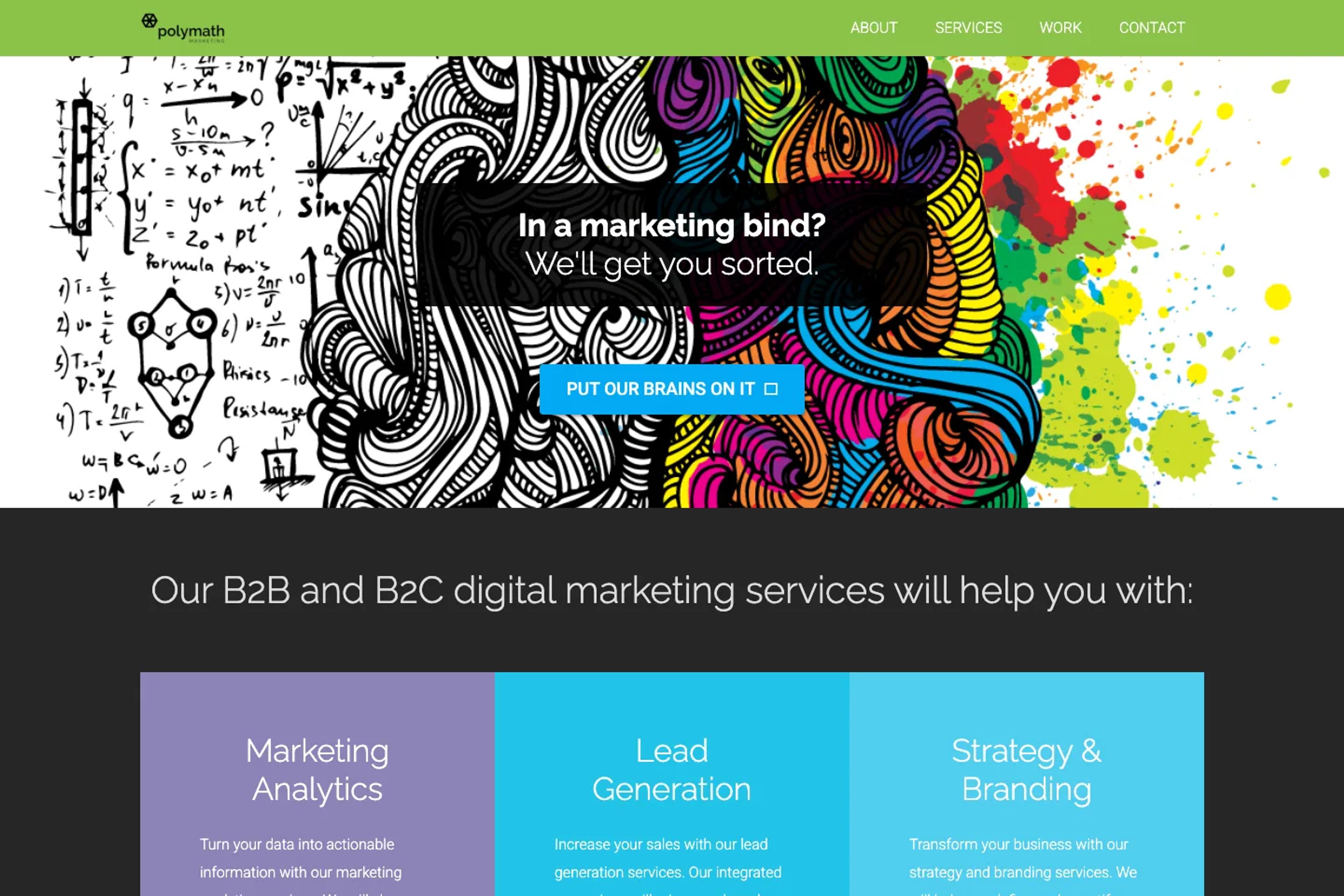 Polymath Marketing website homepage