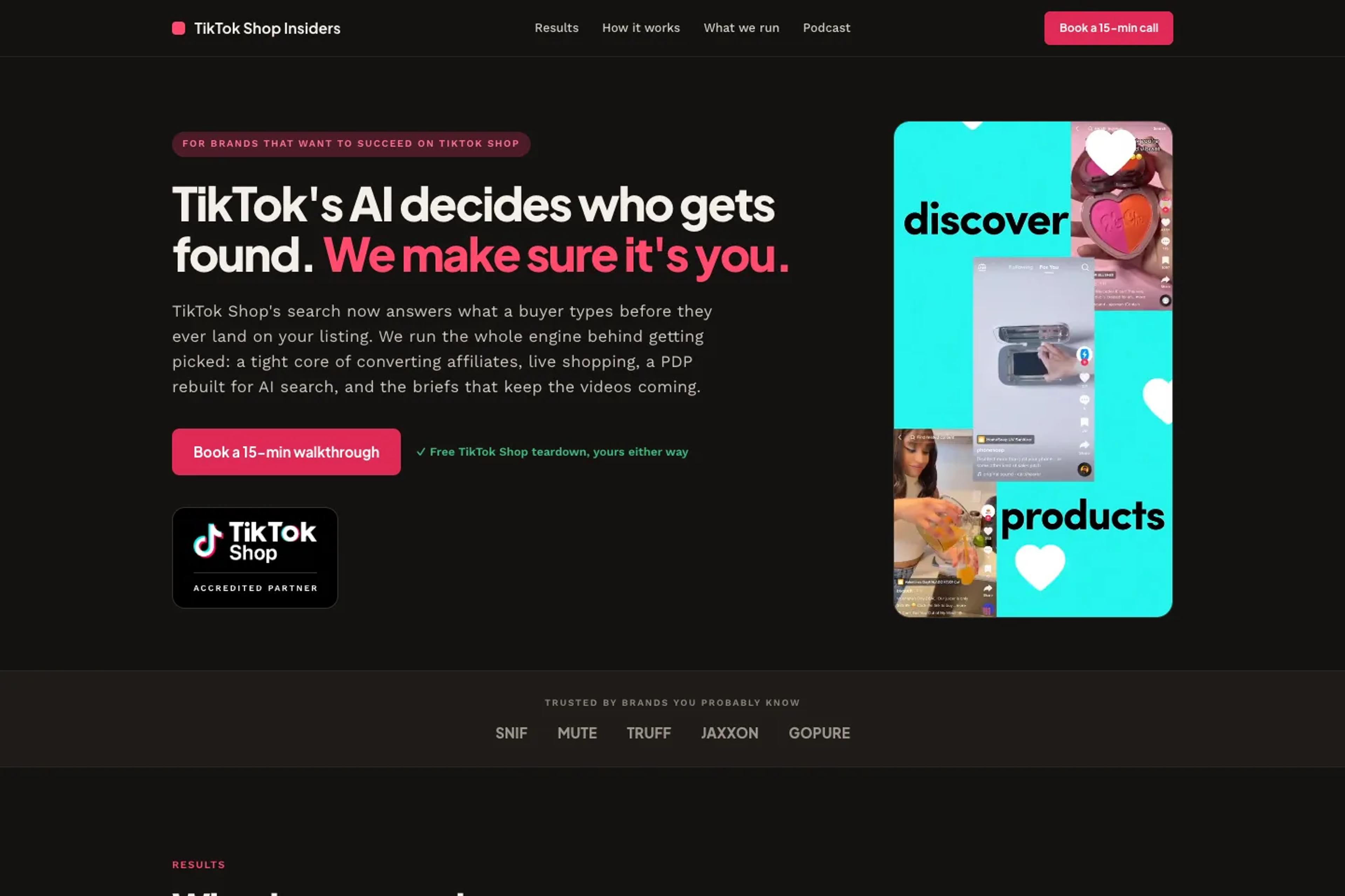 TikTok Shop Insiders website homepage