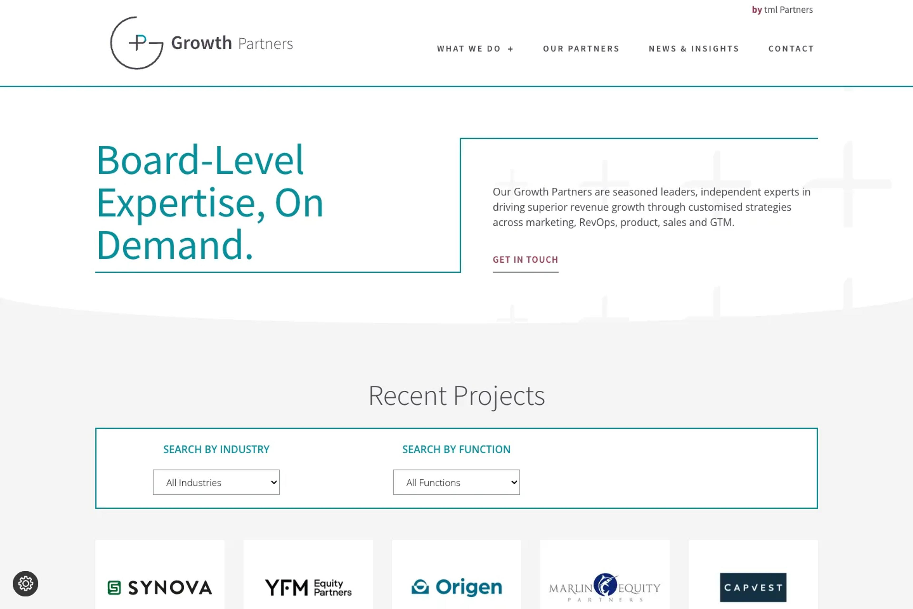 Growth Partners website homepage