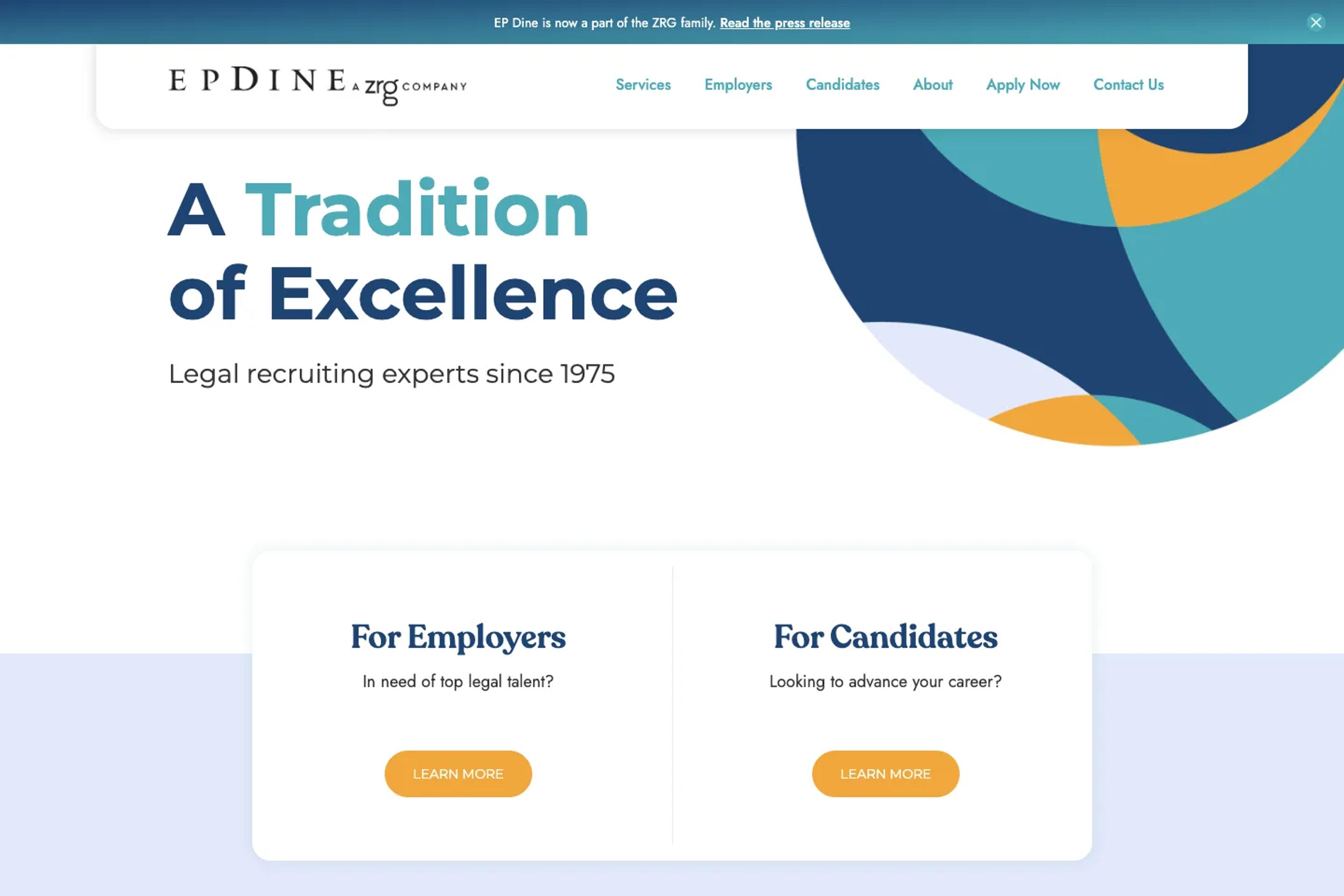 E.P. Dine website homepage