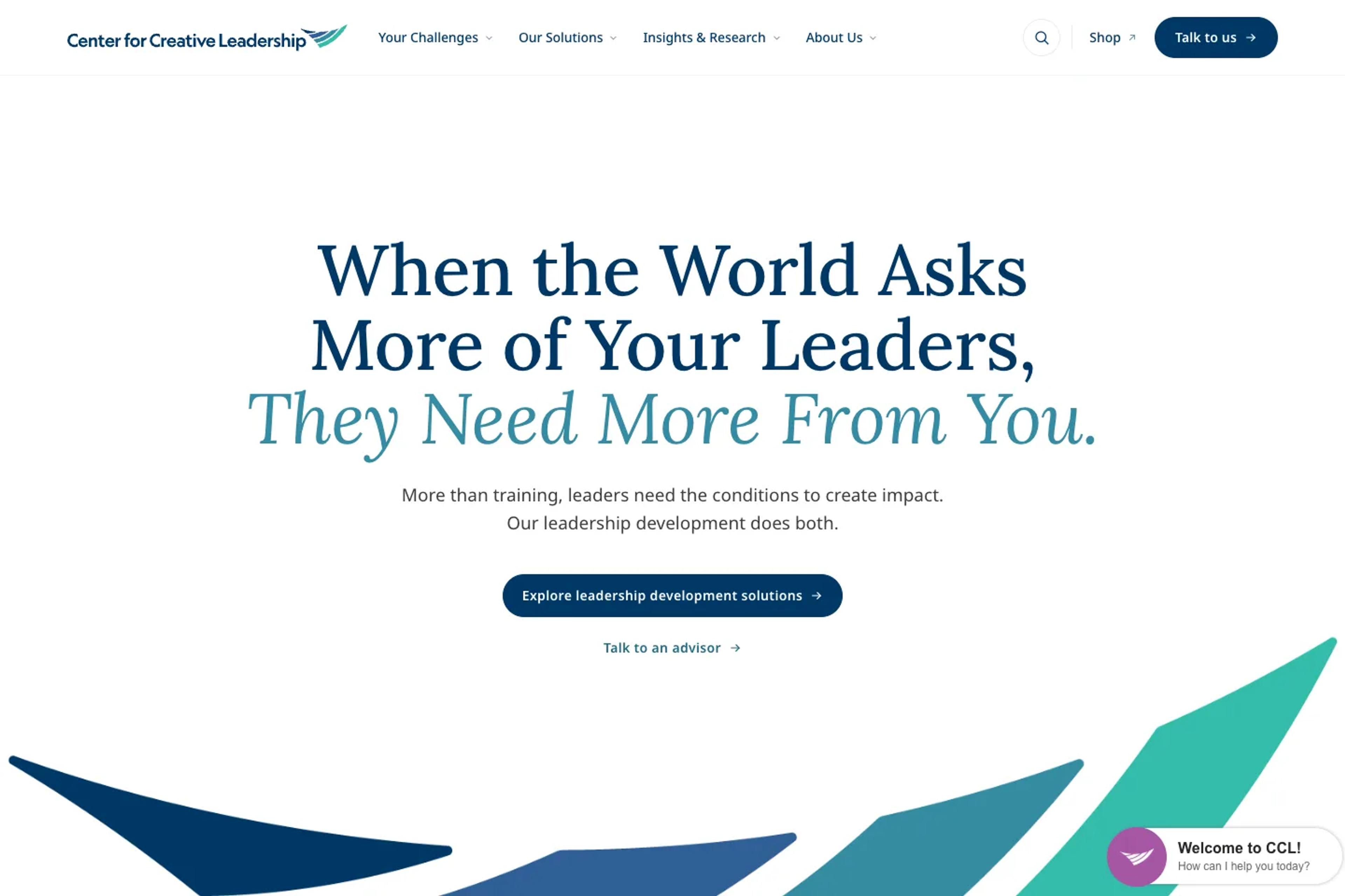 Center for Creative Leadership website homepage