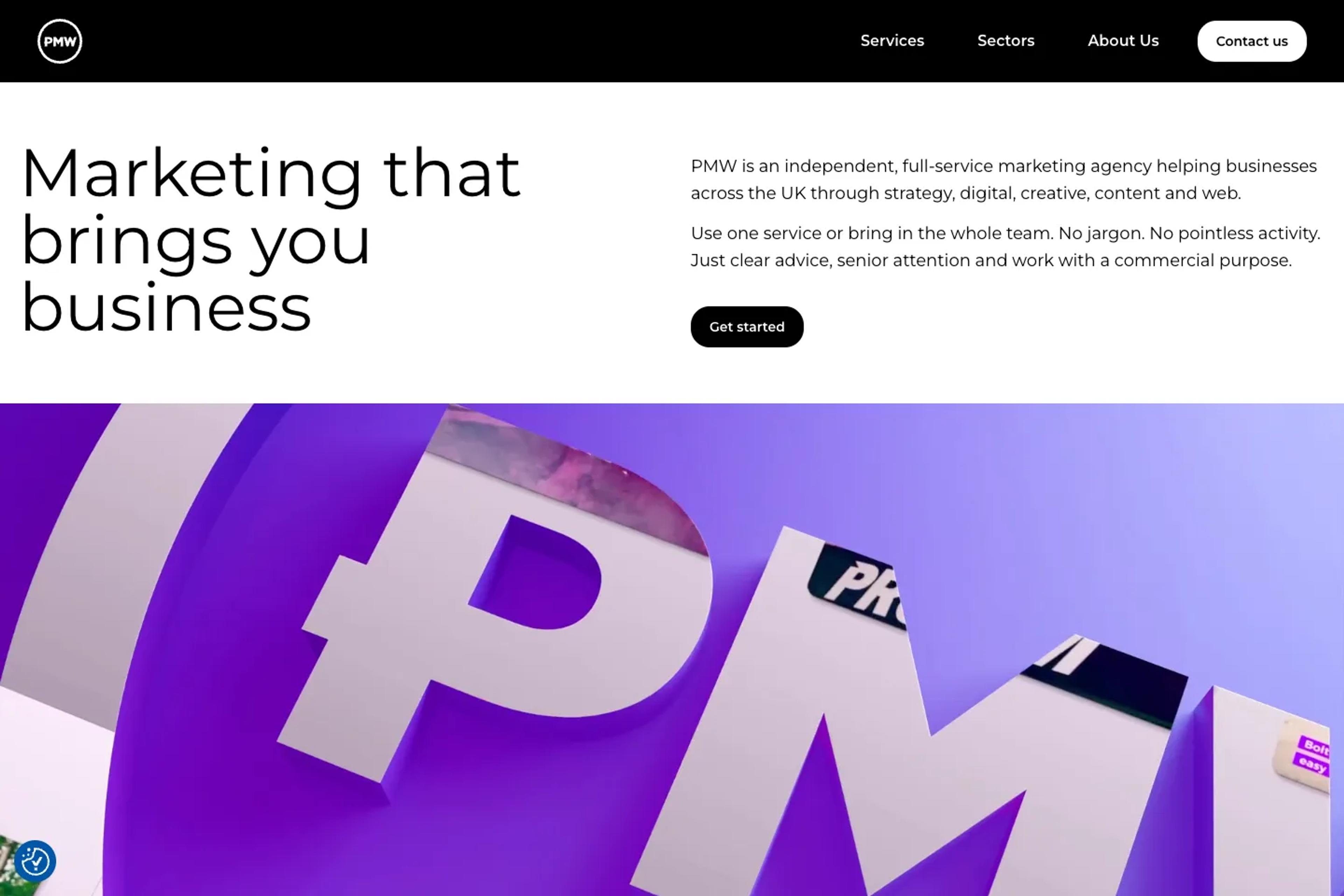 PMW Communications website homepage
