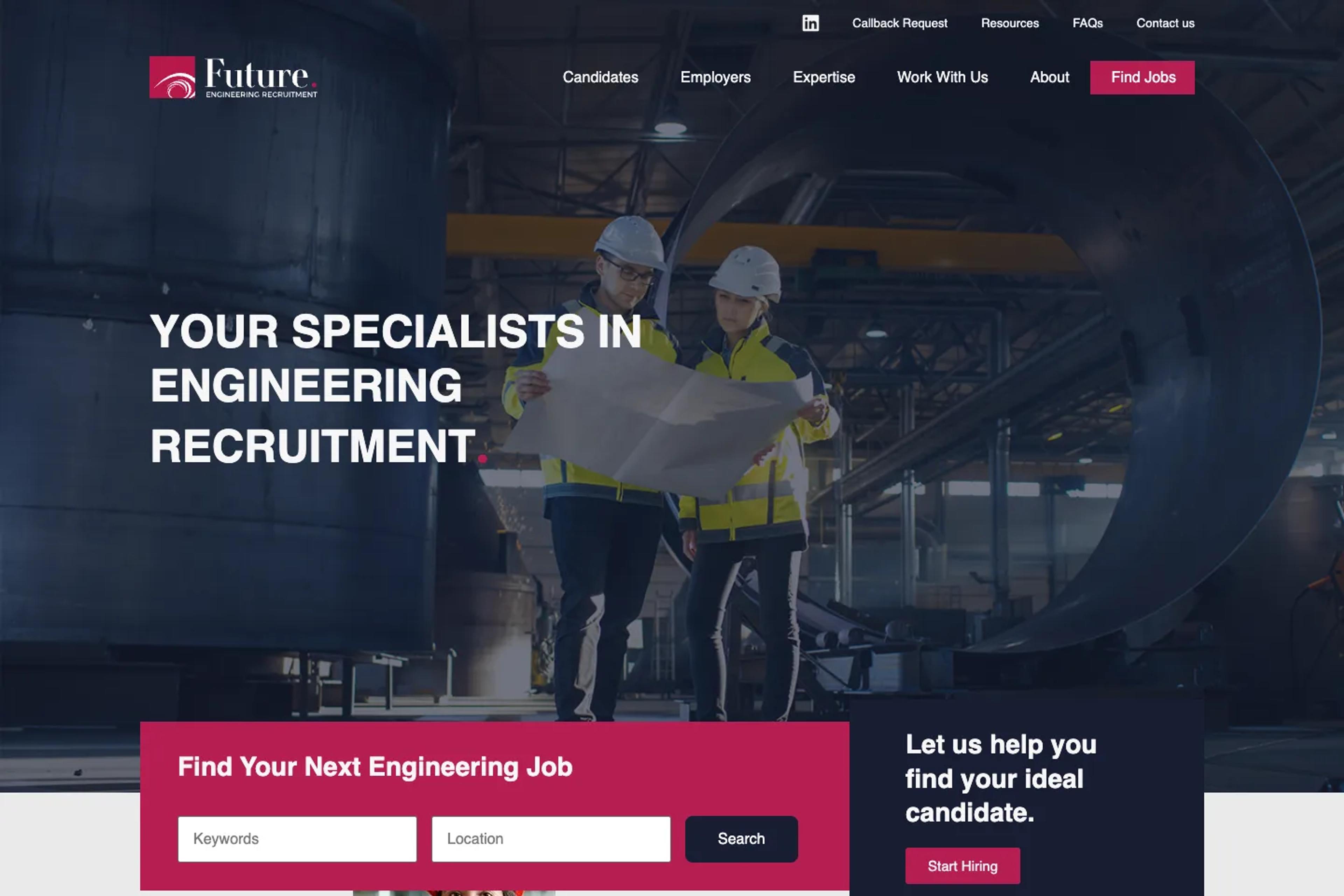 Future Engineering Recruitment website homepage