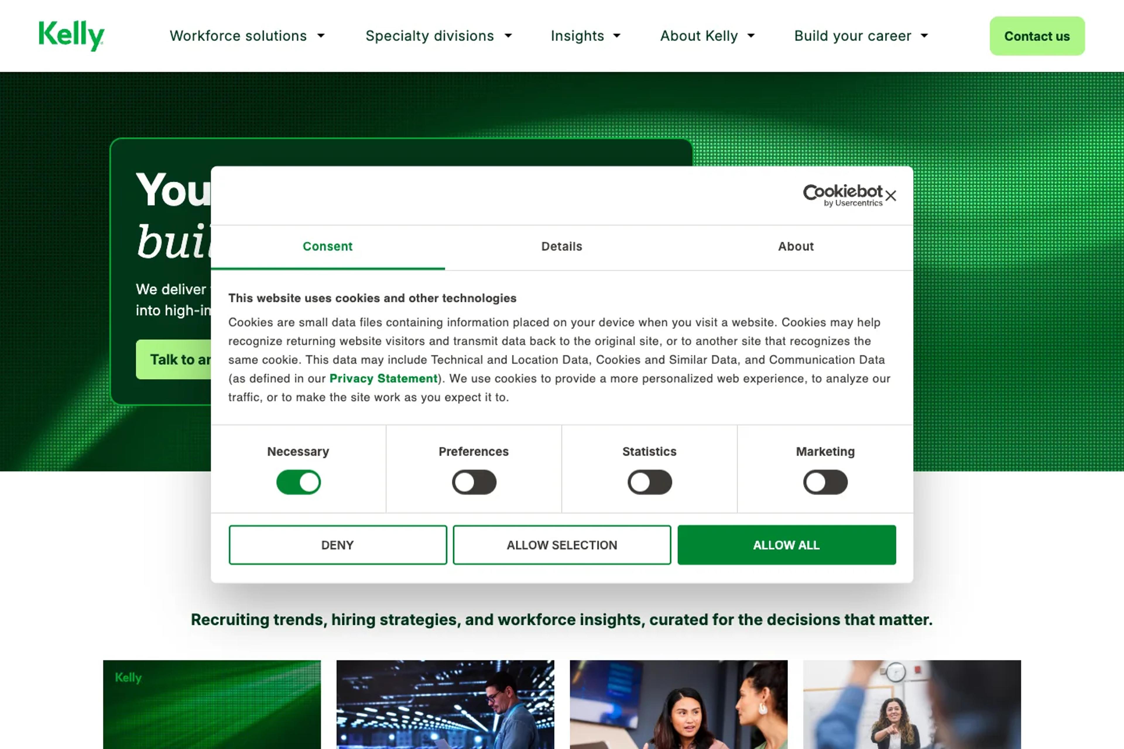 Kelly website homepage