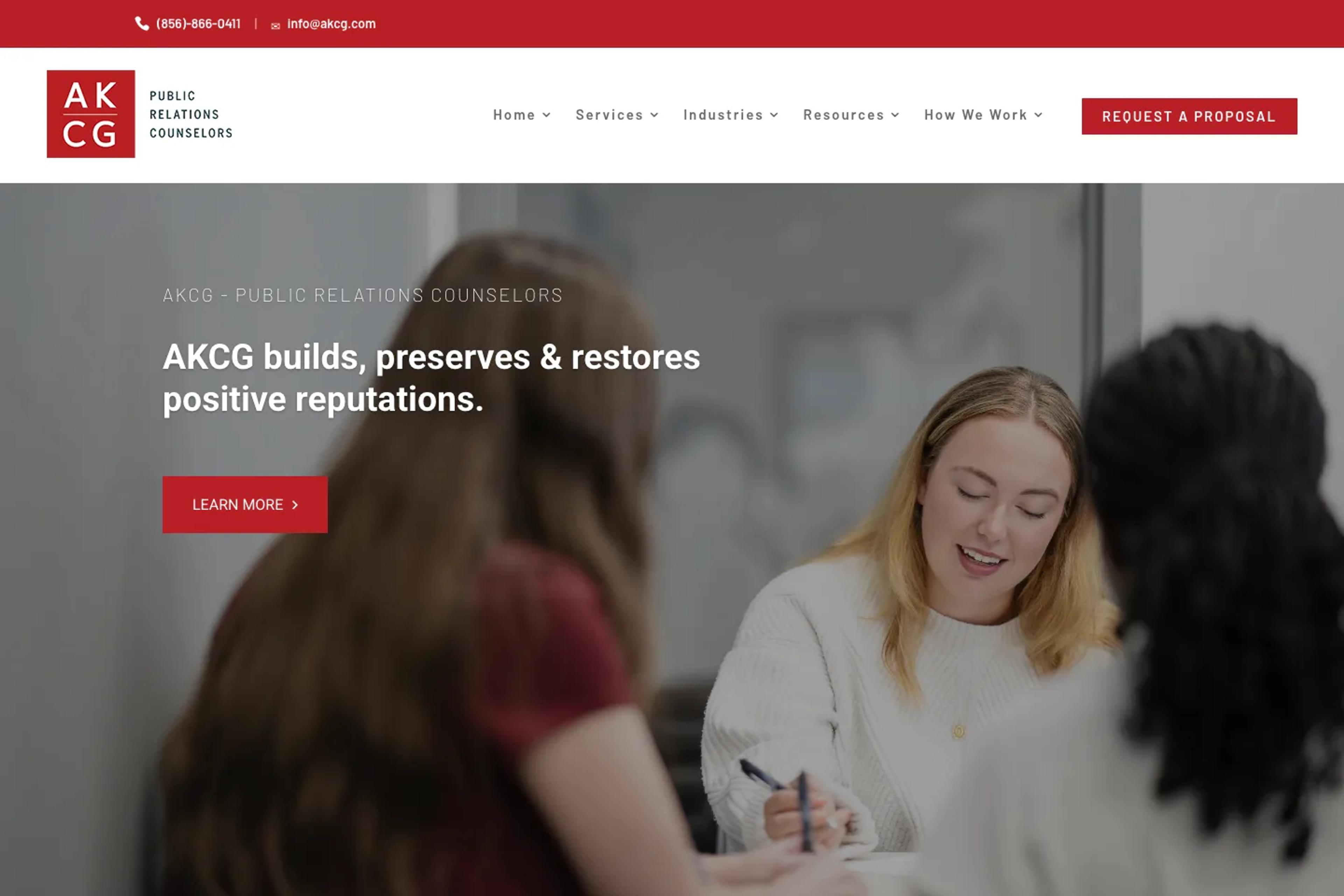 AKCG website homepage