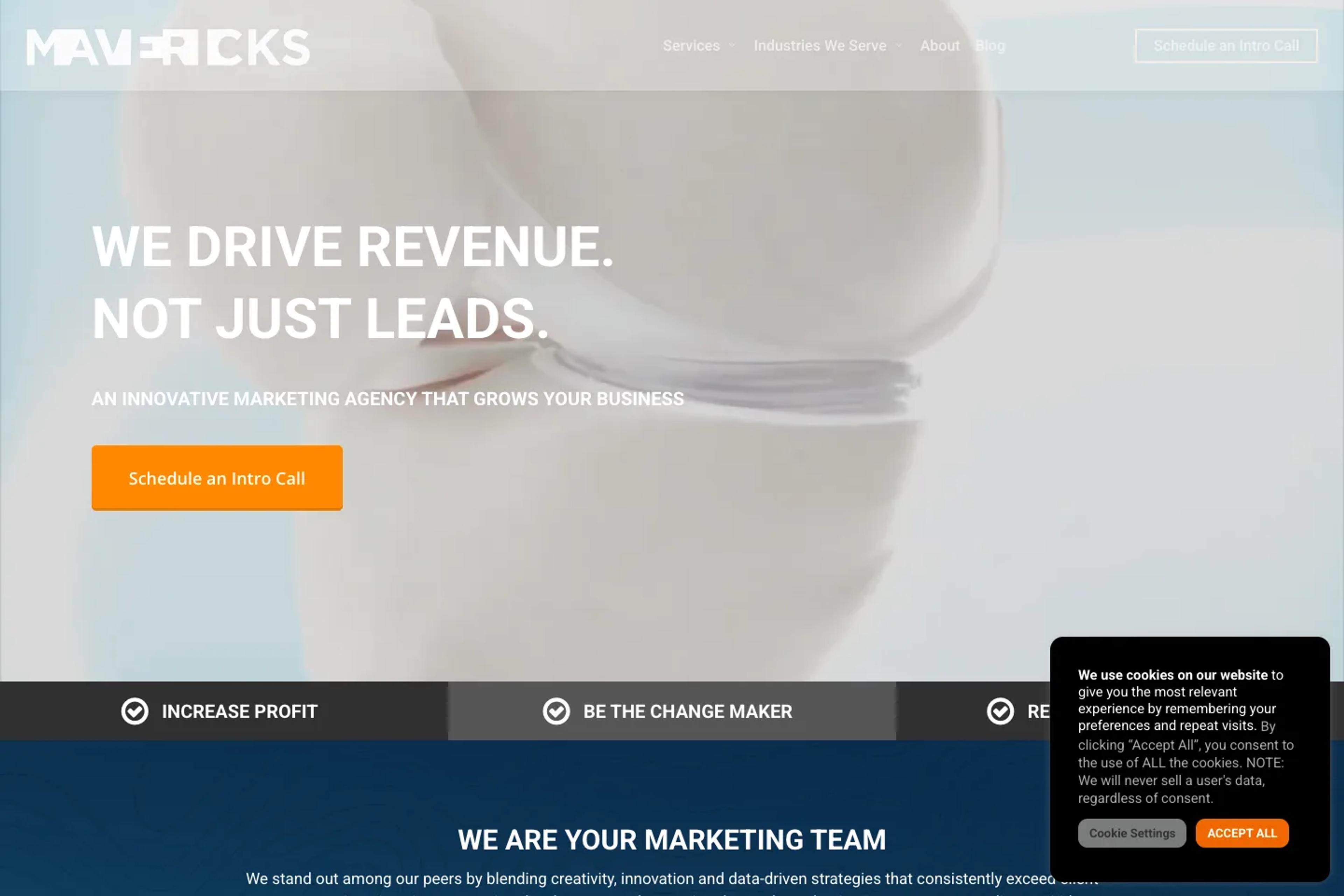 Mavericks Marketing website homepage