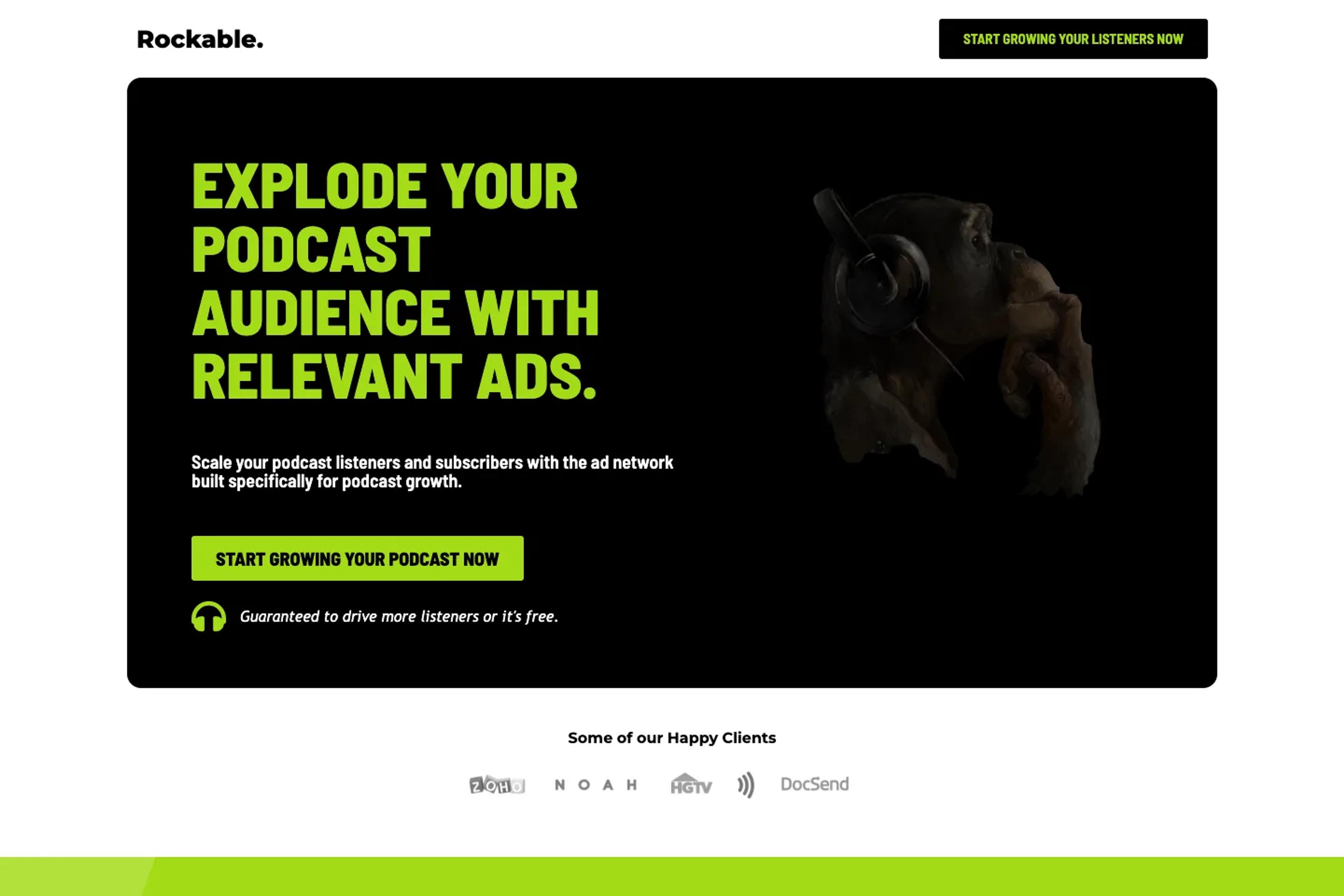 Rockable website homepage