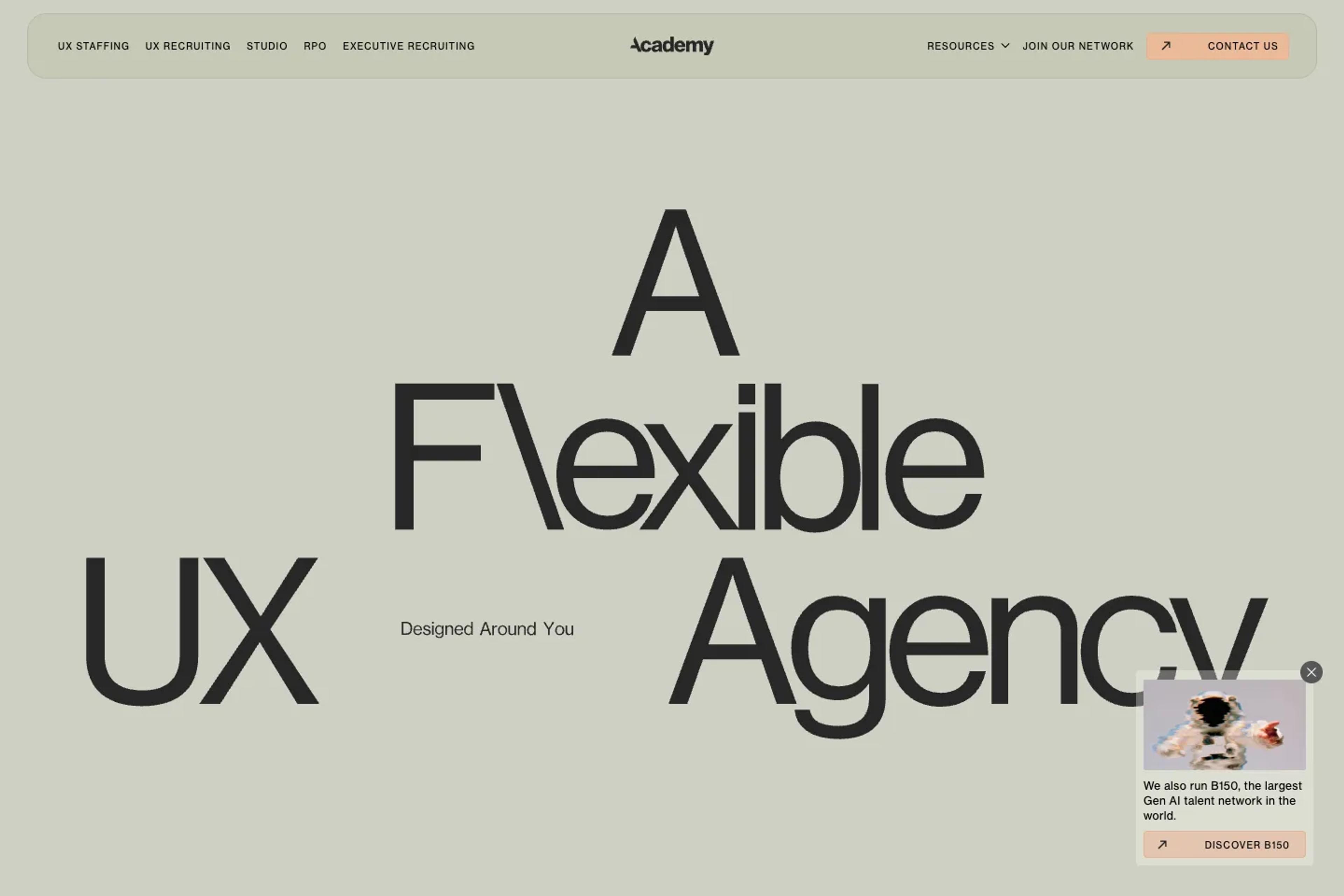 Academy UX website homepage