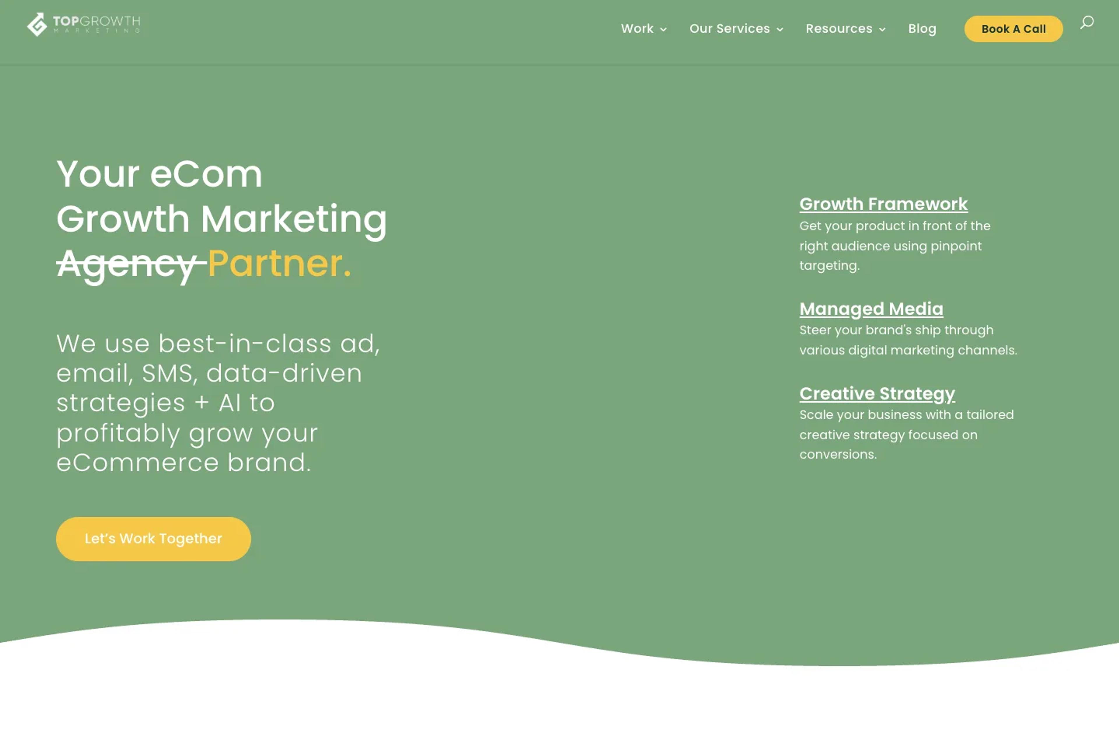 Top Growth Marketing website homepage