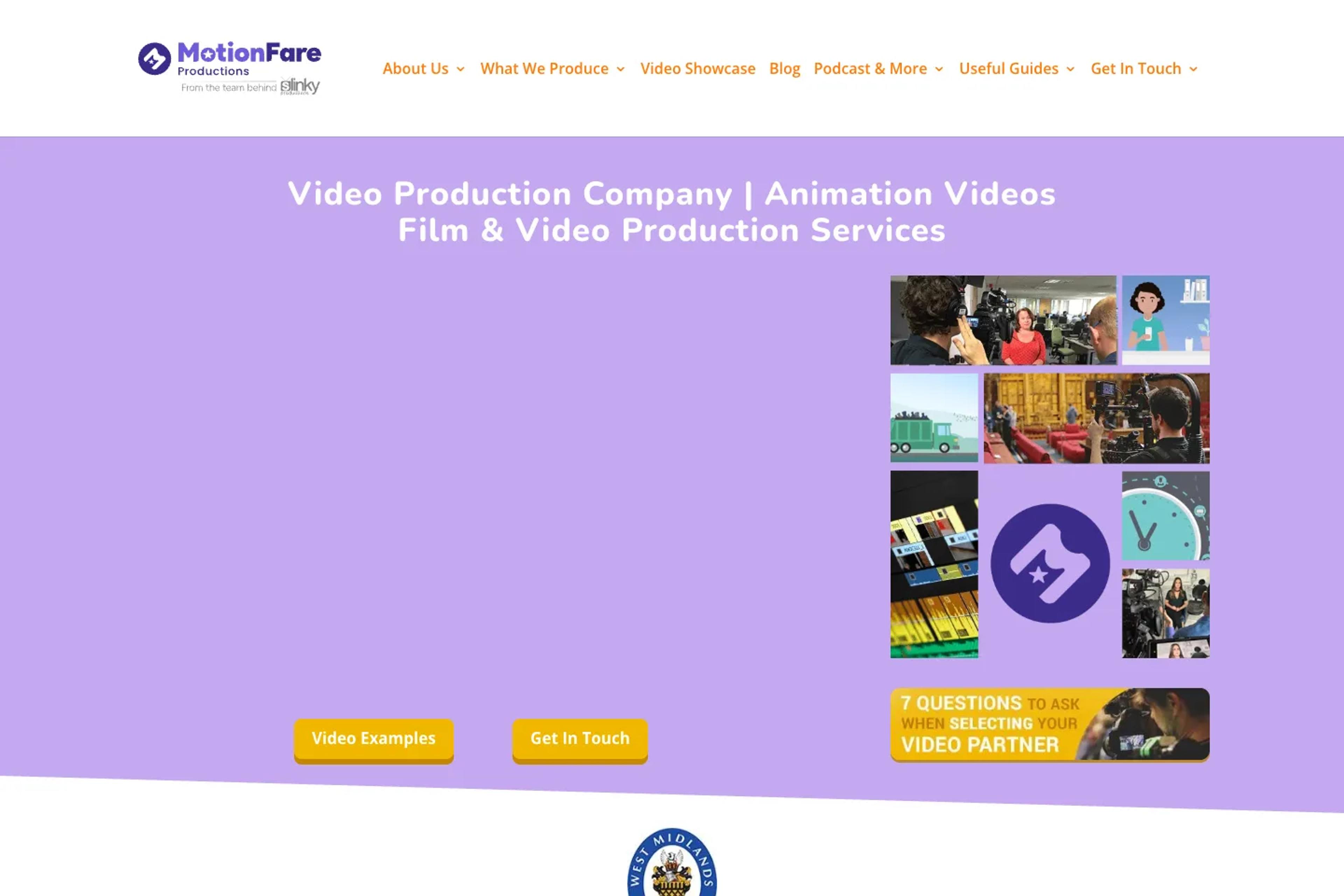 Slinky Productions website homepage