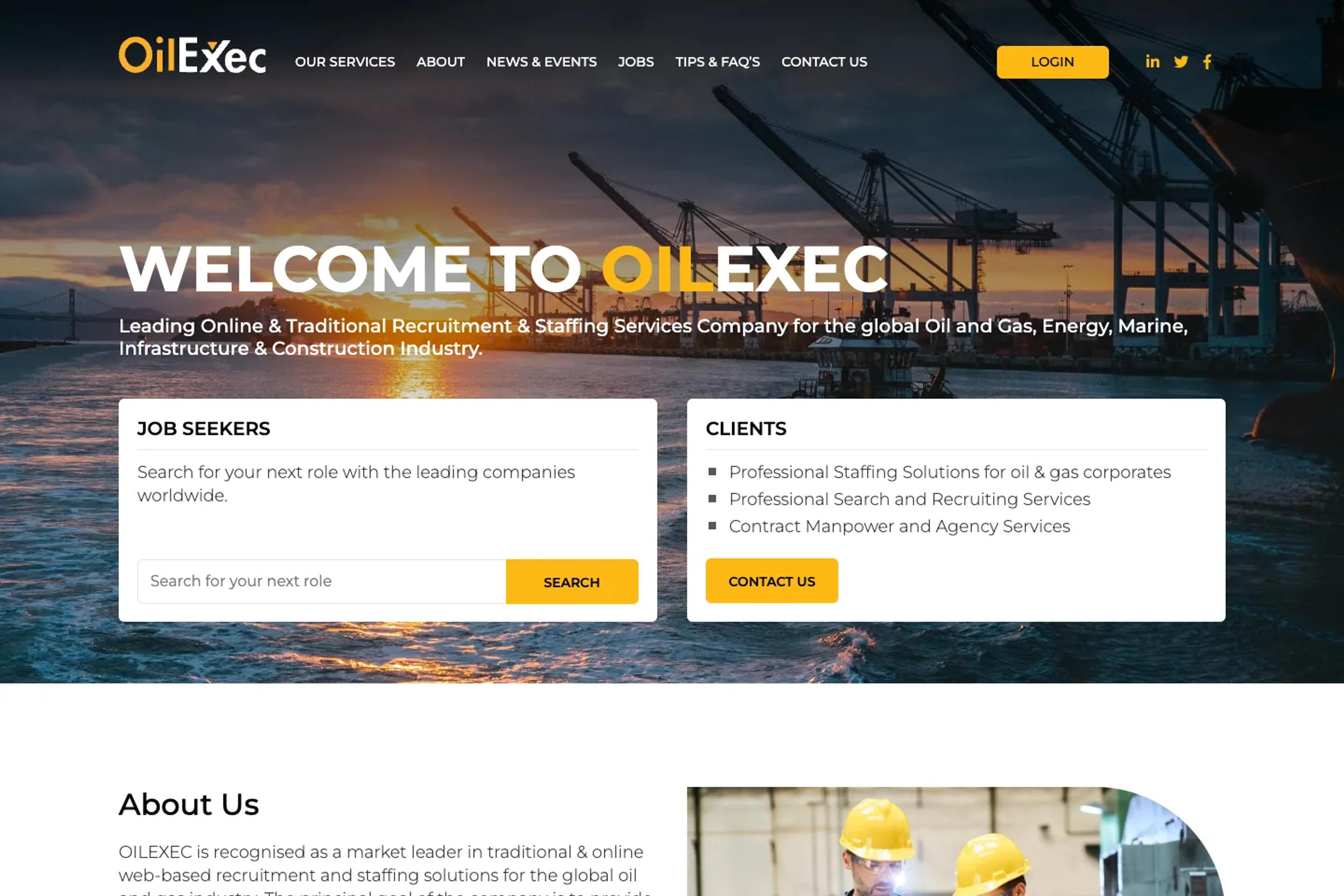 OILEXEC website homepage