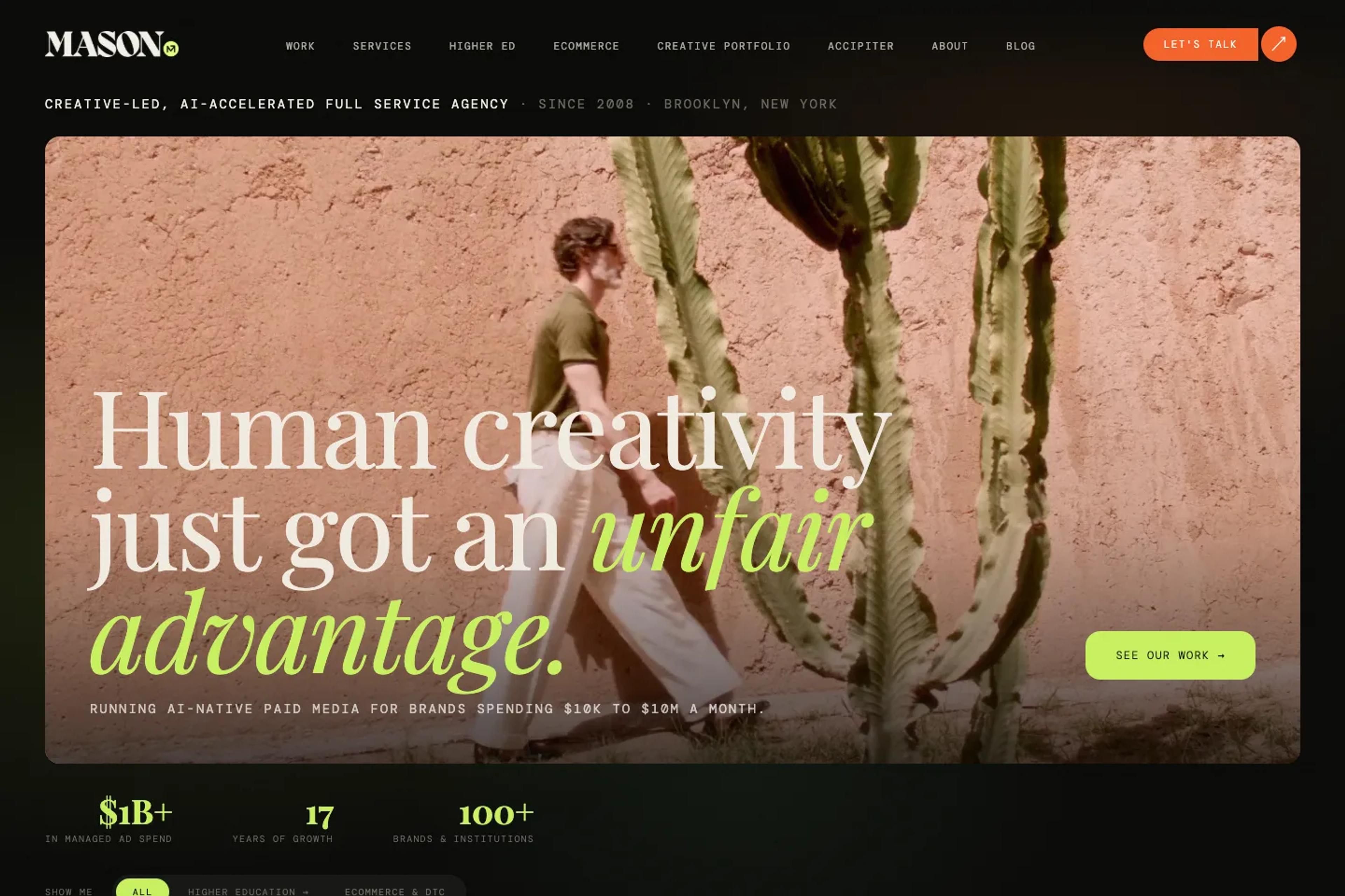Mason Interactive website homepage