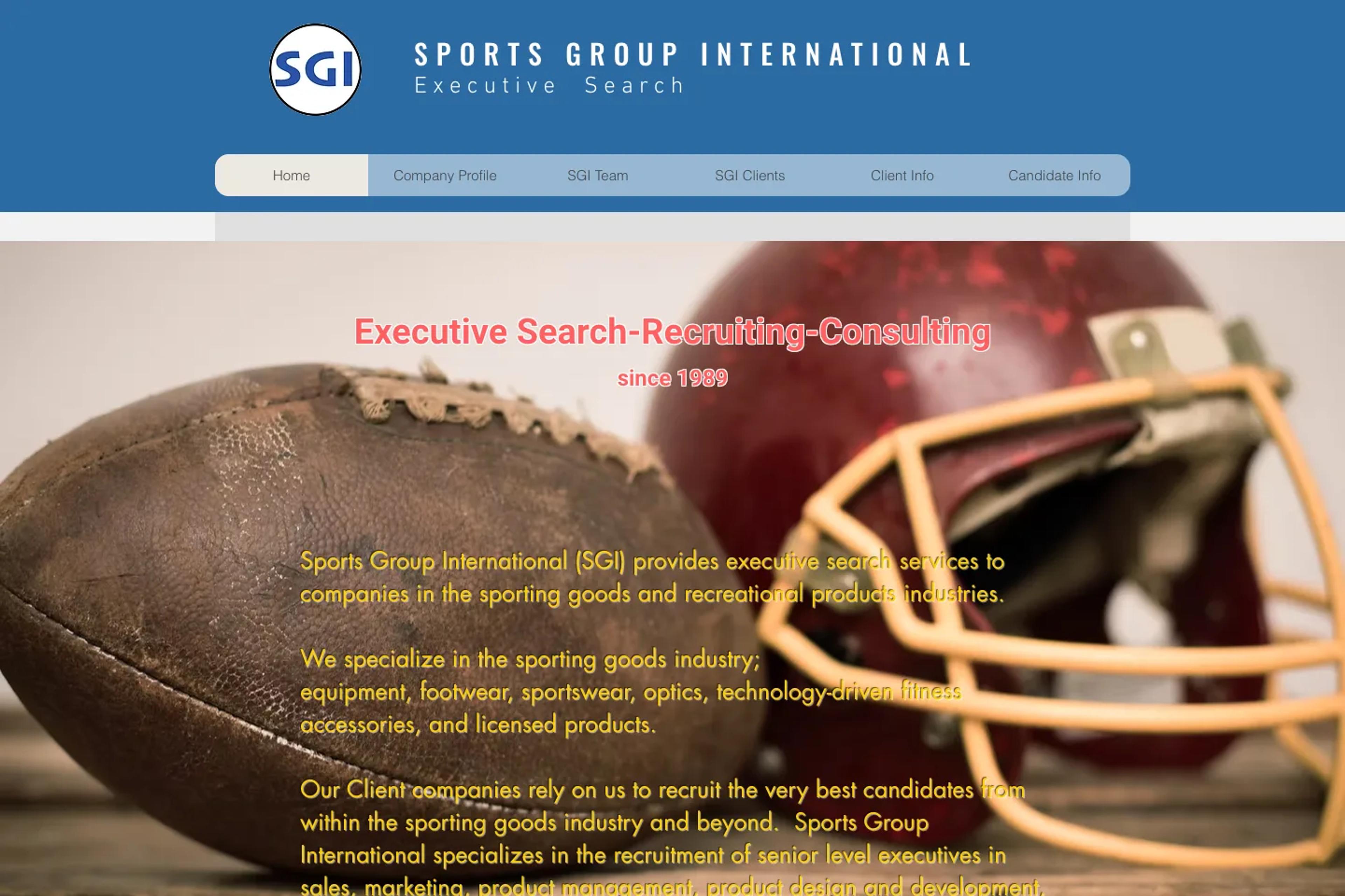 Sports Group International website homepage