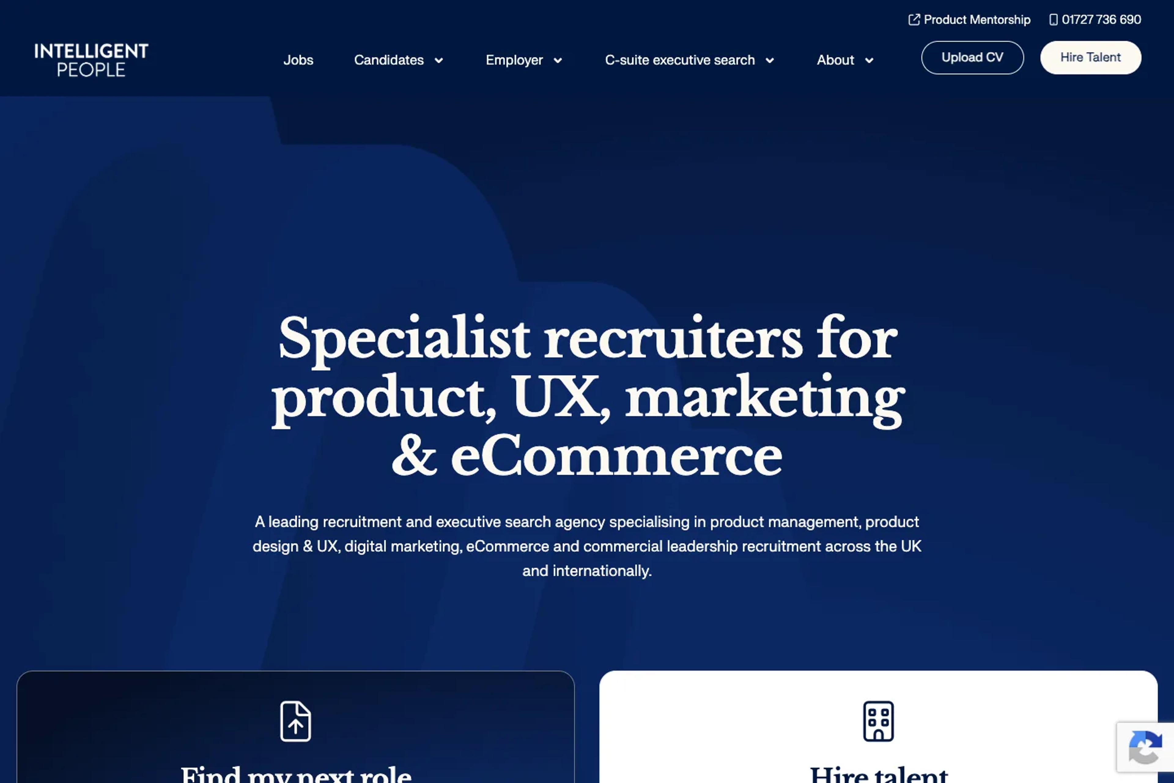 Intelligent People website homepage