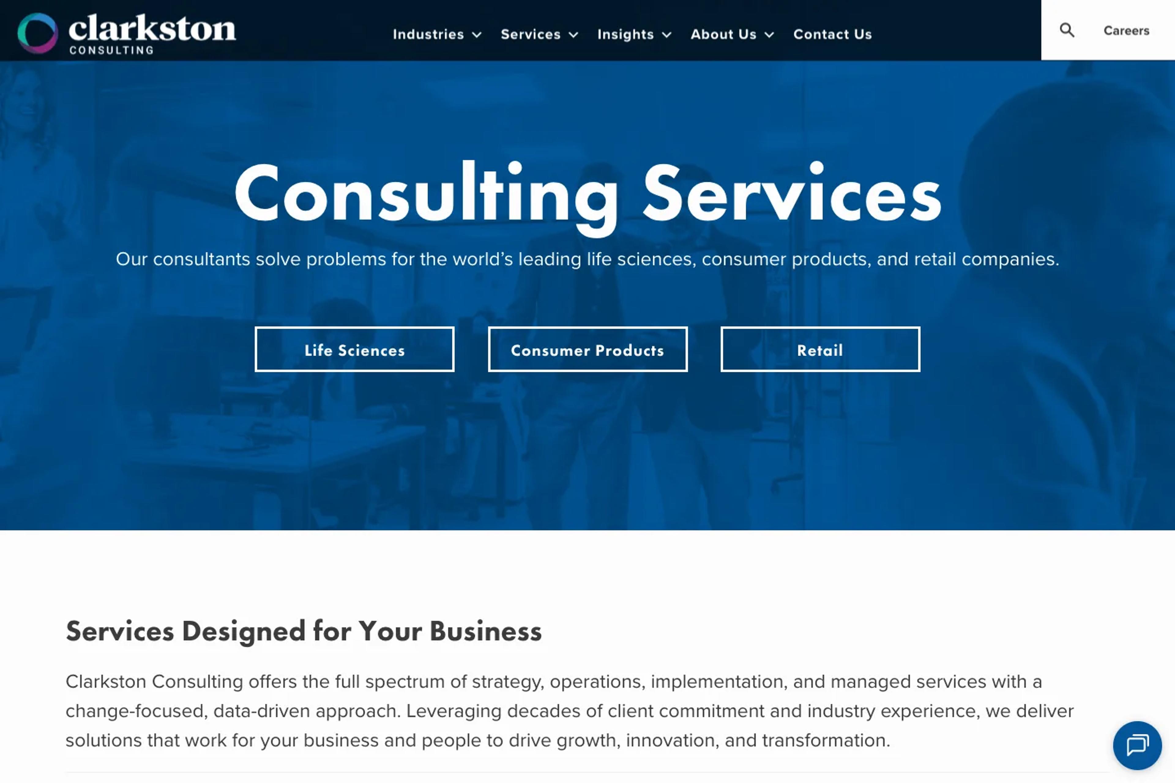 Clarkston Consulting website homepage