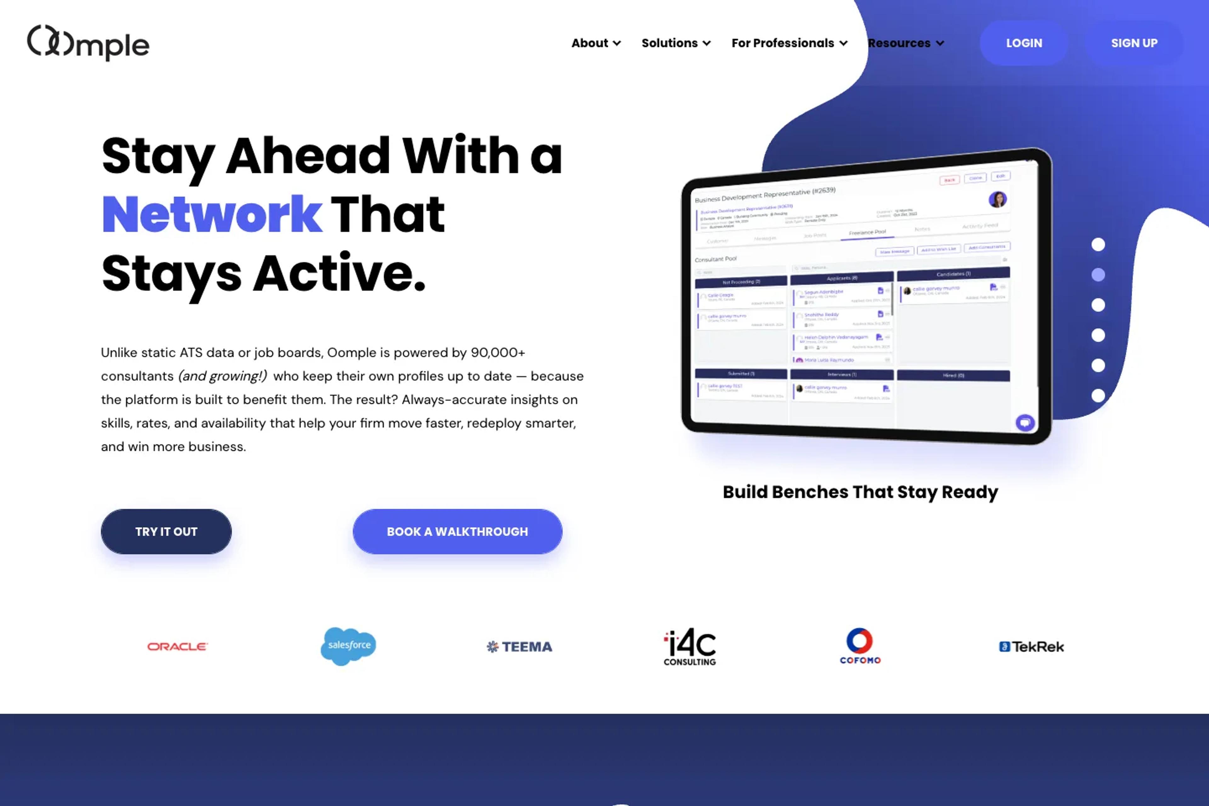 Oomple website homepage